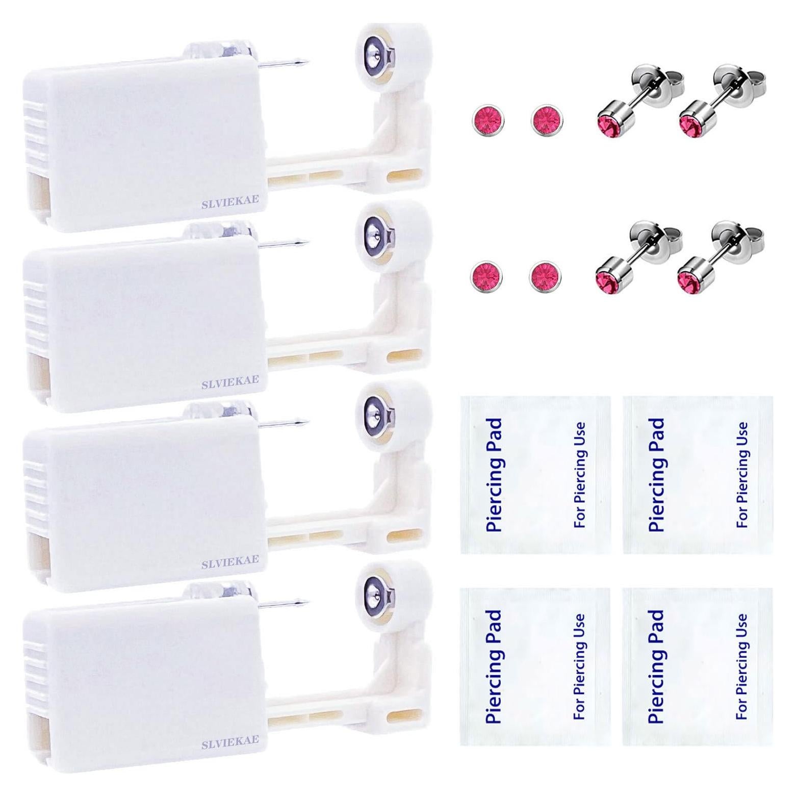 Kit de Perforación de Orejas SLVIEKAE 4 Piezas Rojo