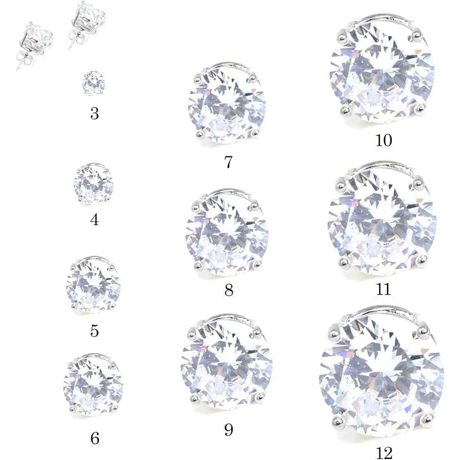 Pendientes de Stud de Circonita Cúbica 10mm Plata Me Plus