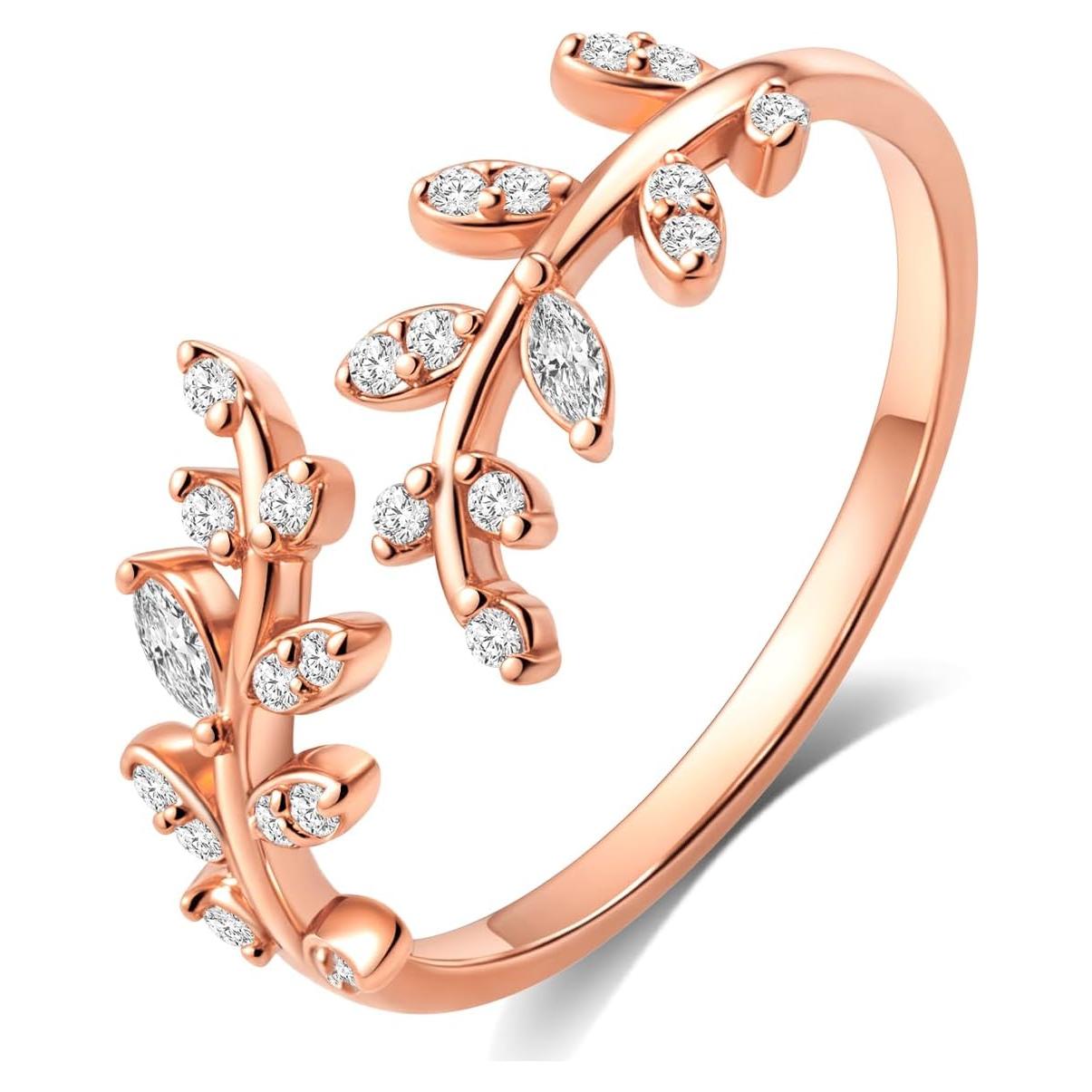 Anillo Ajustable de Plata Esterlina S925 con Circonita para Mujeres