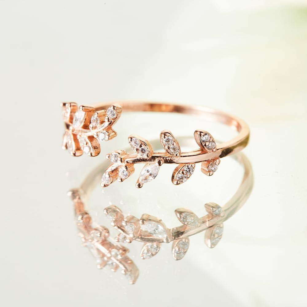 Anillo Ajustable de Plata Esterlina S925 con Circonita para Mujeres