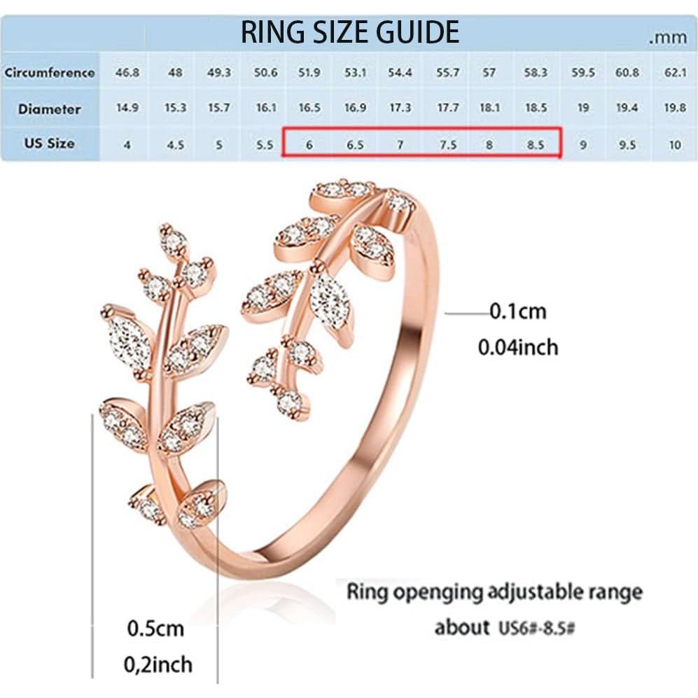 Anillo Ajustable de Plata Esterlina S925 con Circonita para Mujeres