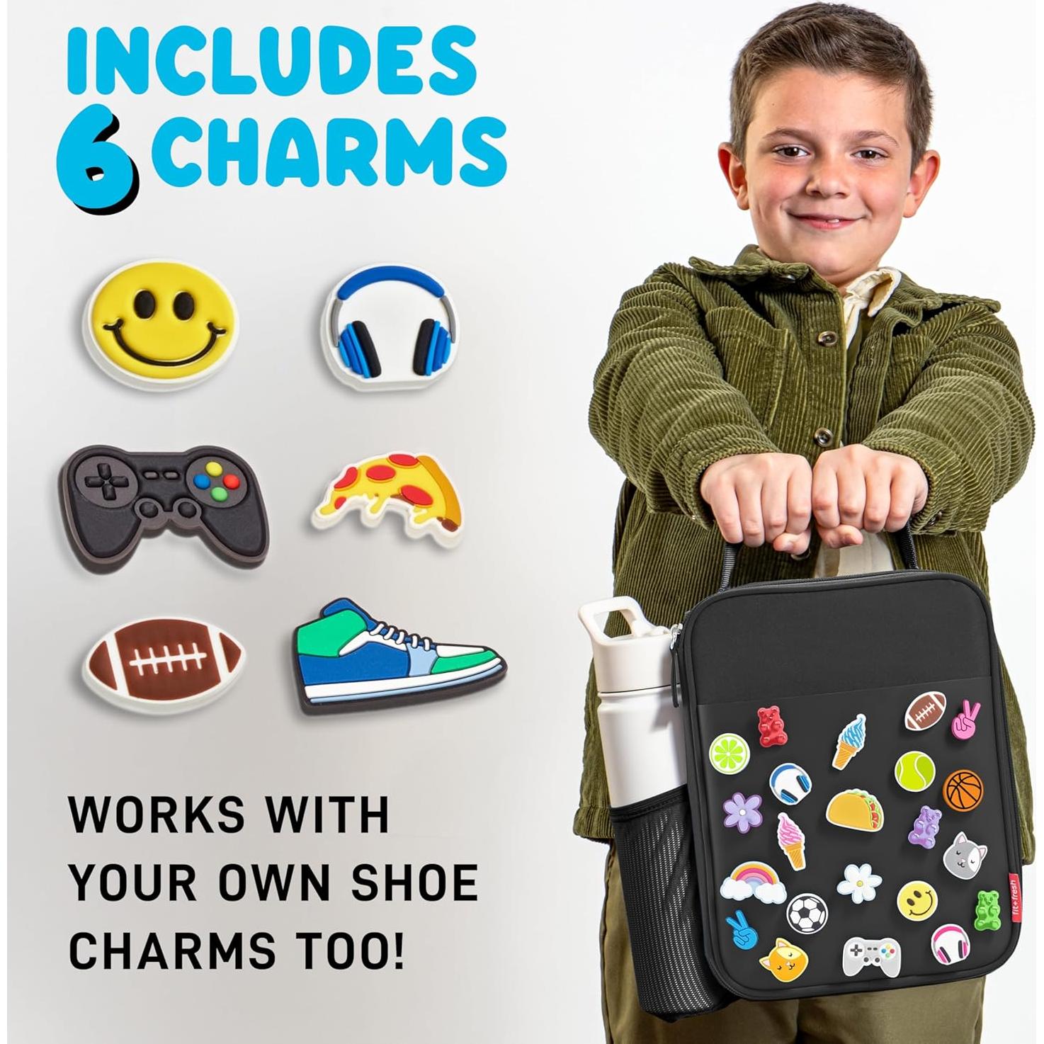 Caja de Almuerzo Fit & Fresh Negra para Niños, Aislada y Personalizable