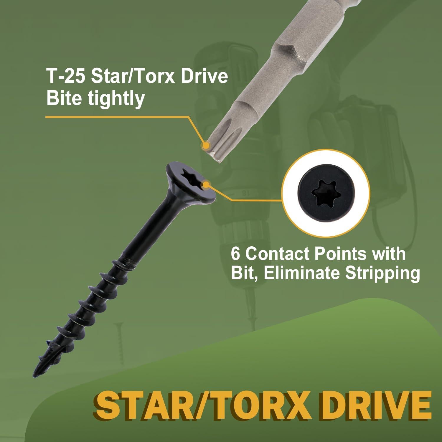 Tornillos para Deck LIONMAX #10 x 6.35 cm Negros 50 PCS