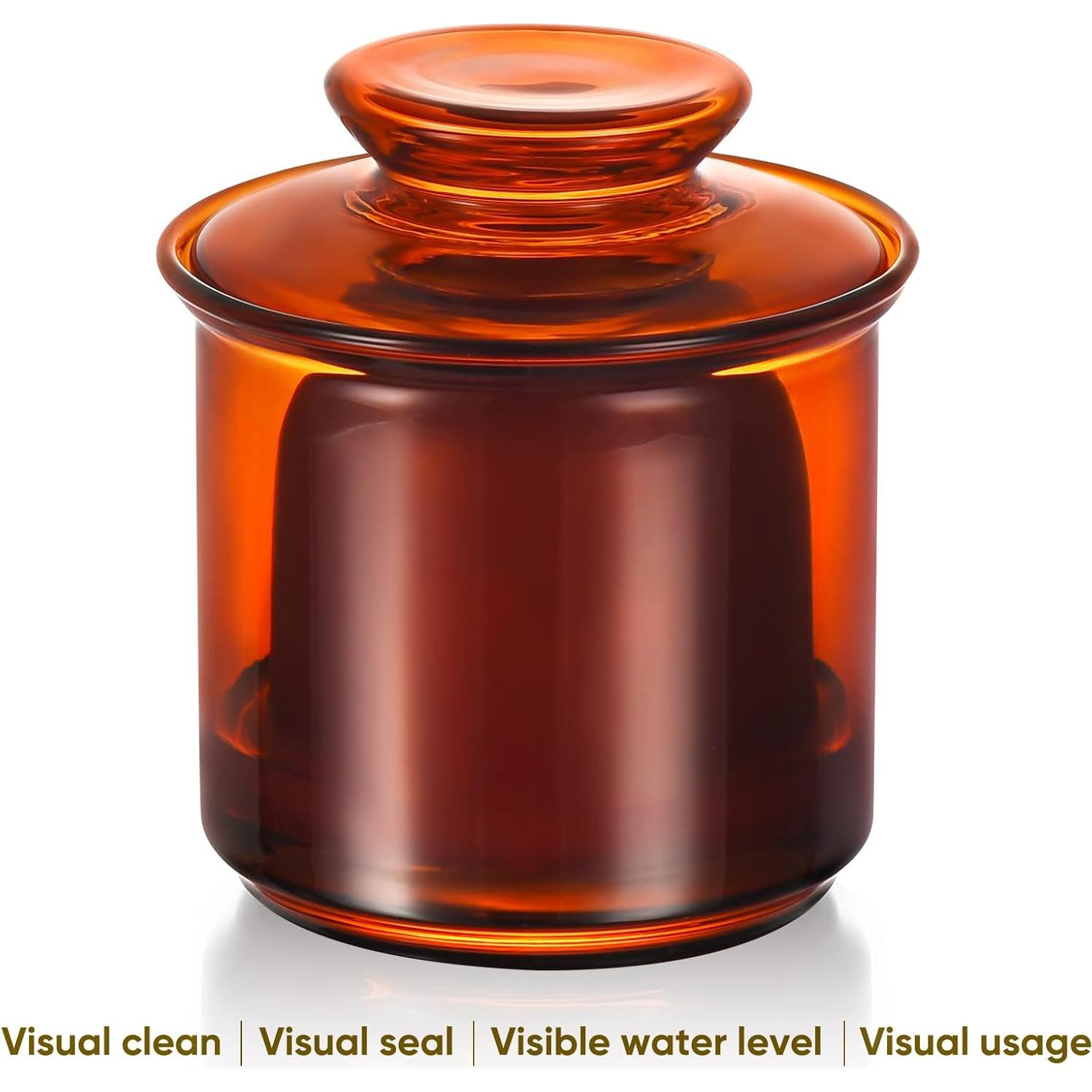 Crock de Mantequilla Hekeieon de Cristal Ámbar 211g