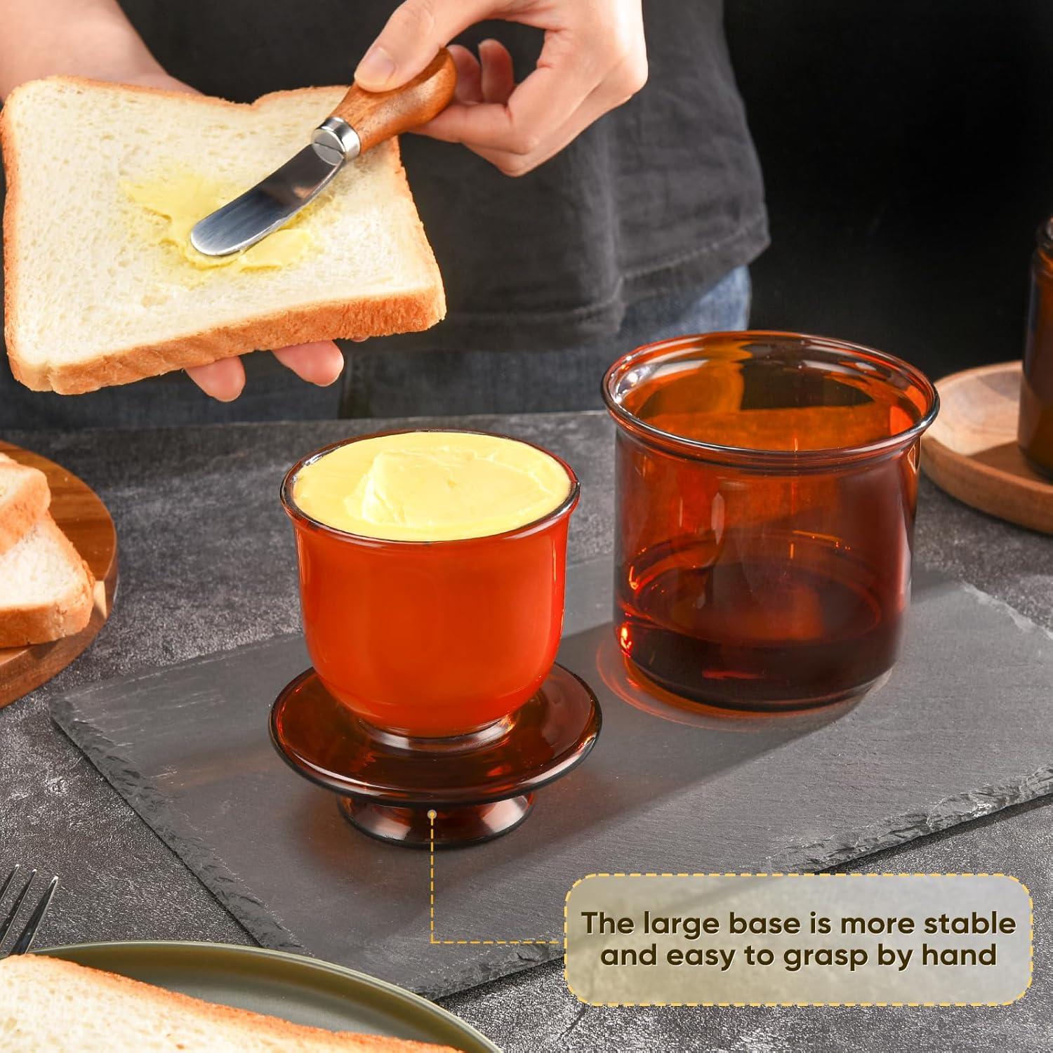 Crock de Mantequilla Hekeieon de Cristal Ámbar 211g