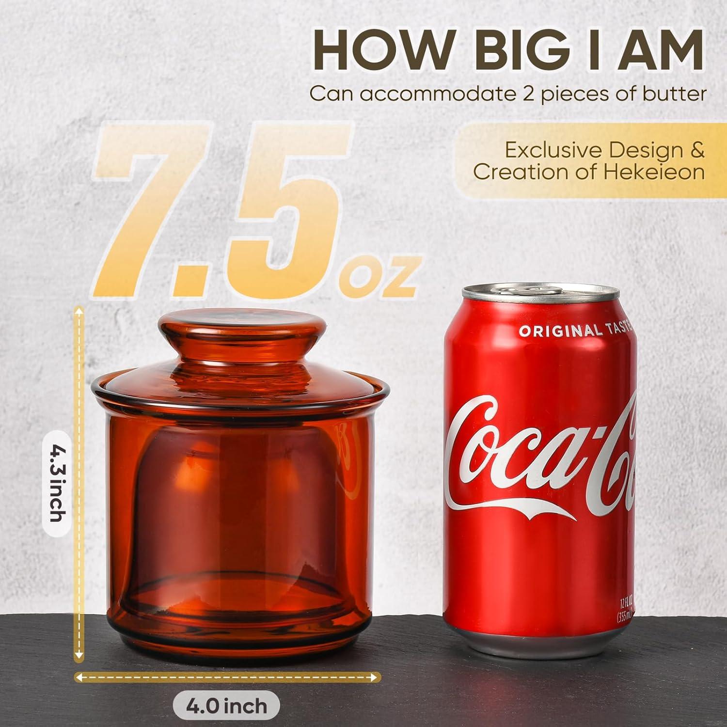 Crock de Mantequilla Hekeieon de Cristal Ámbar 211g