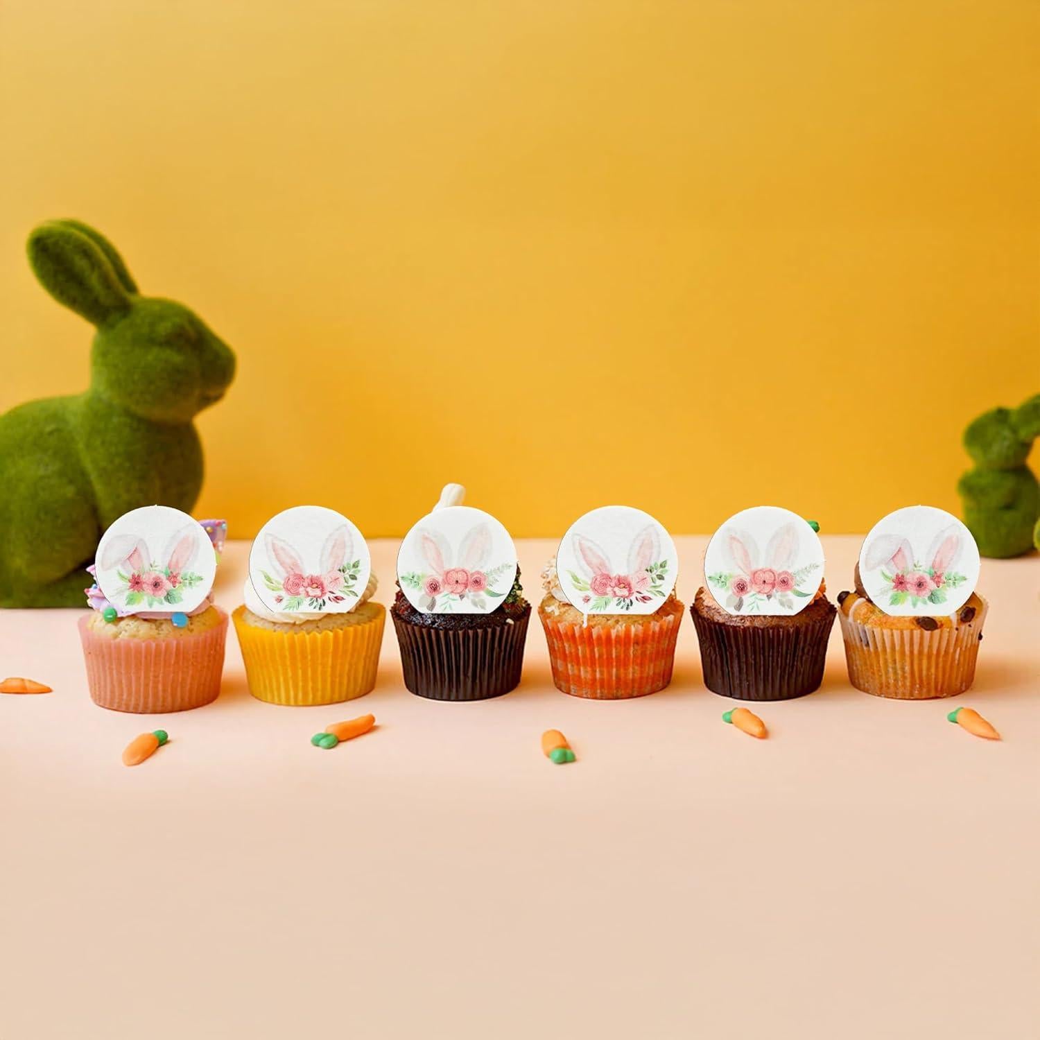 Adornos Comestibles de Conejo de Pascua Gyufise 48Pcs