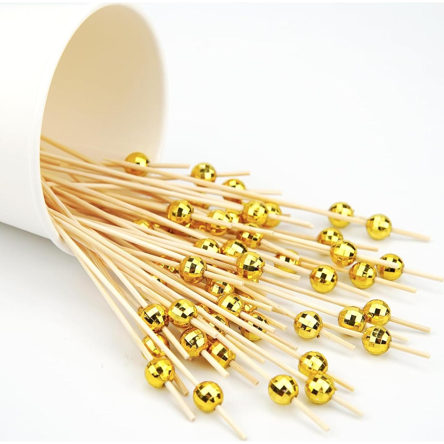 Palillos de Cóctel Dorados Chengrui 11.94 cm - 100 Pcs