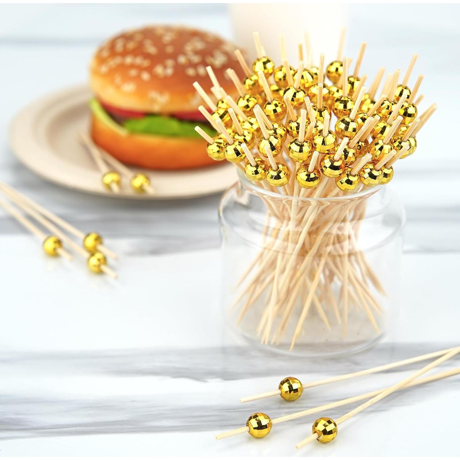 Palillos de Cóctel Dorados Chengrui 11.94 cm - 100 Pcs