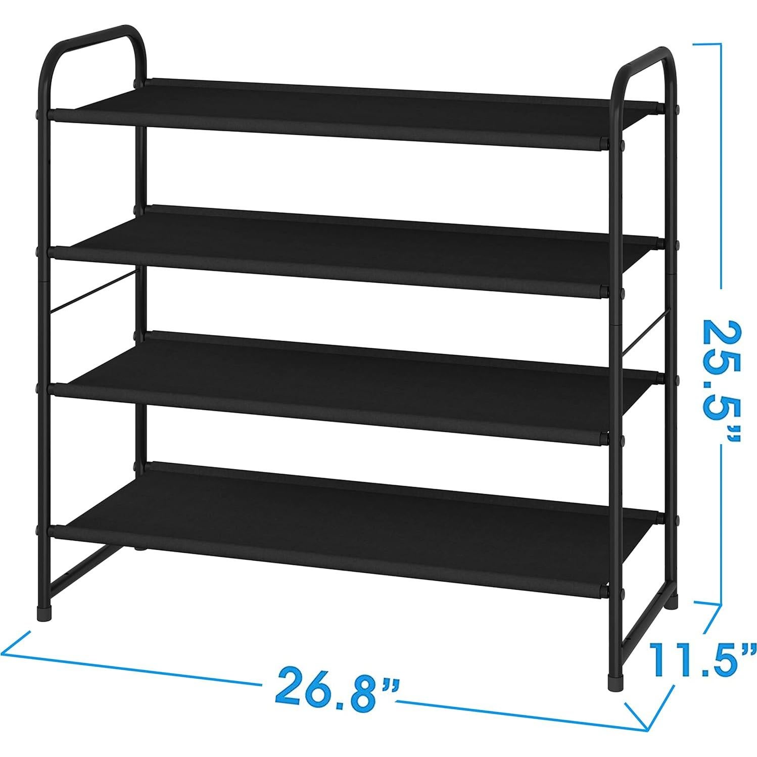 Estante para zapatos apilable Simple Trending 4 niveles negro