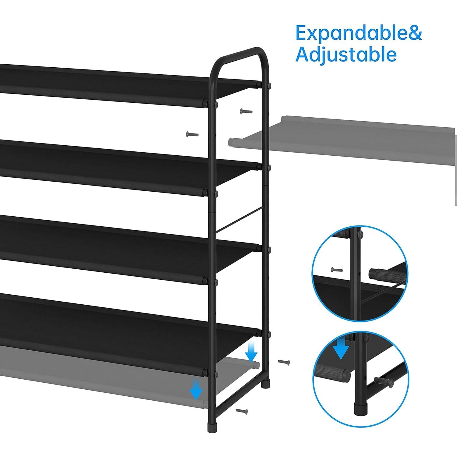 Estante para zapatos apilable Simple Trending 4 niveles negro