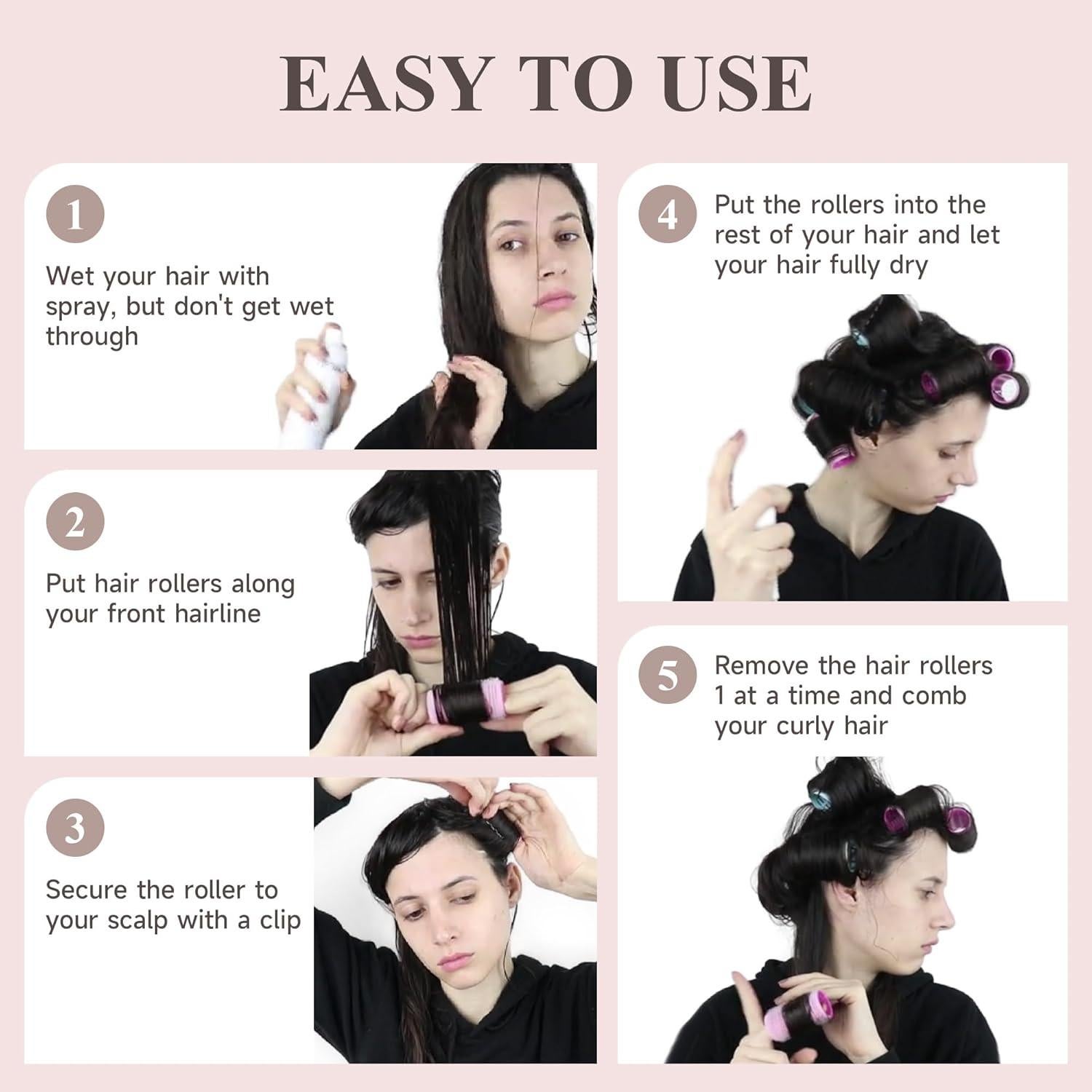 Juego de 26 Rulos Térmicos Cerámica XN con Clips Acero Negro