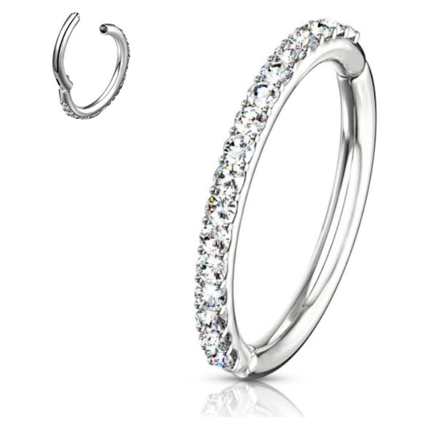 Aro Concha Orbital Acero 316L 16G 10mm con Cristal Circonio