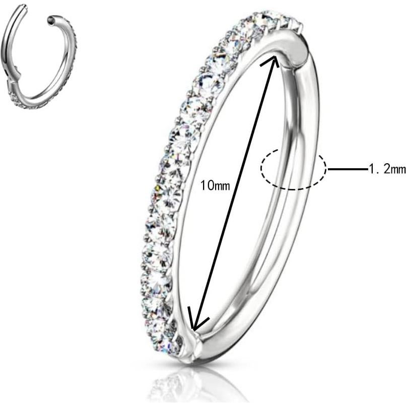 Aro Concha Orbital Acero 316L 16G 10mm con Cristal Circonio