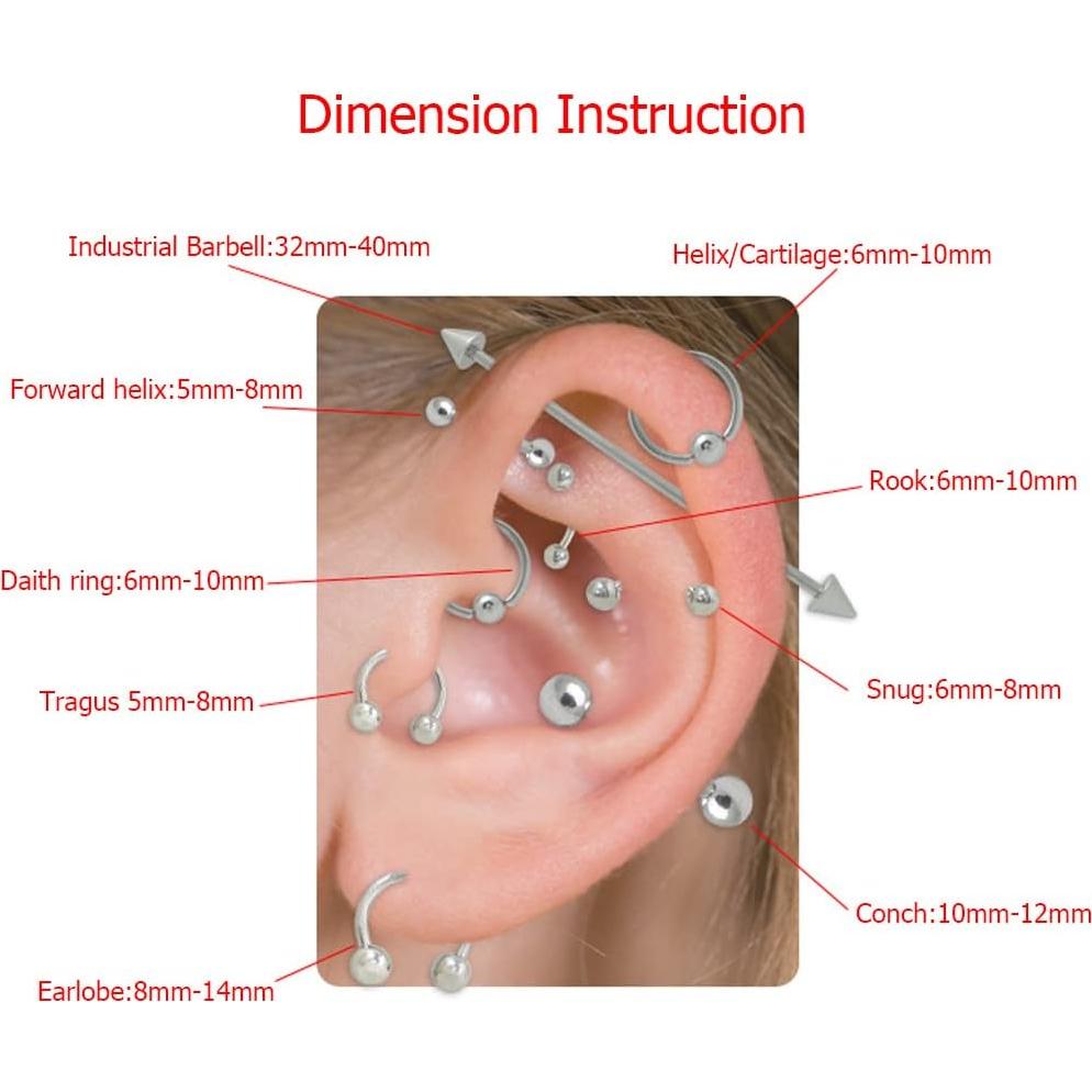Aro Concha Orbital Acero 316L 16G 10mm con Cristal Circonio