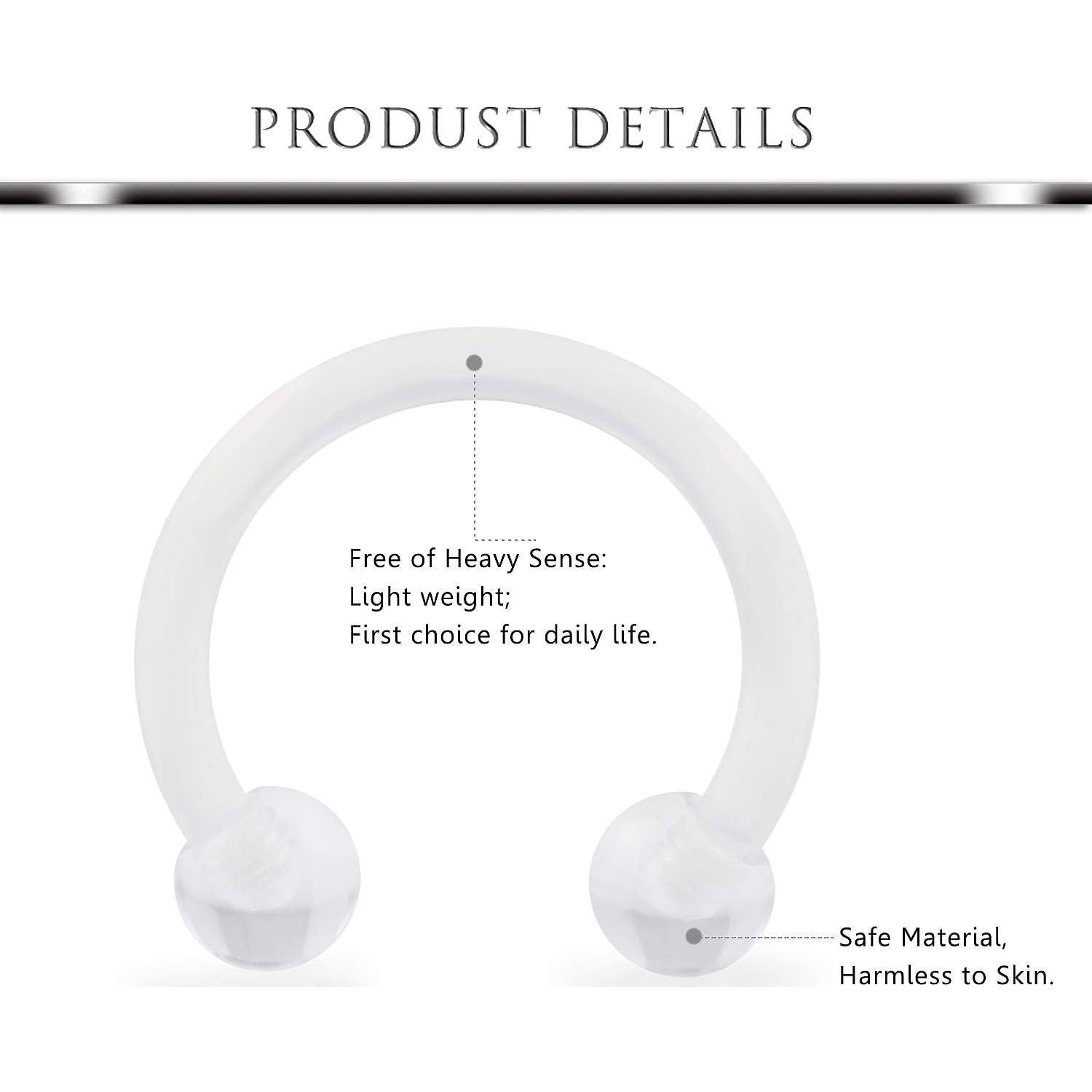 Anillos de Labio de Acero Quirúrgico Hoeudjo 16G 8mm con Diamante CZ