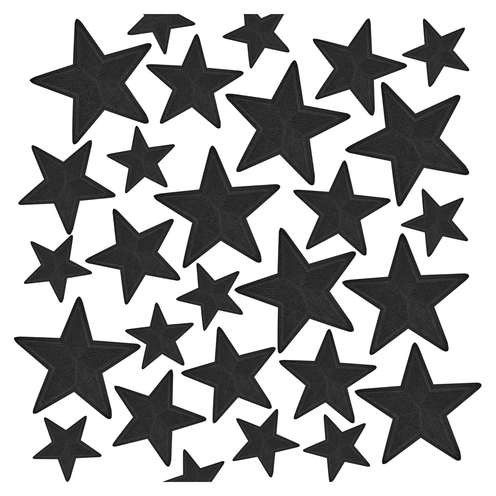 24 Piezas Parches Termoadhesivos Estrella GUYI Negro
