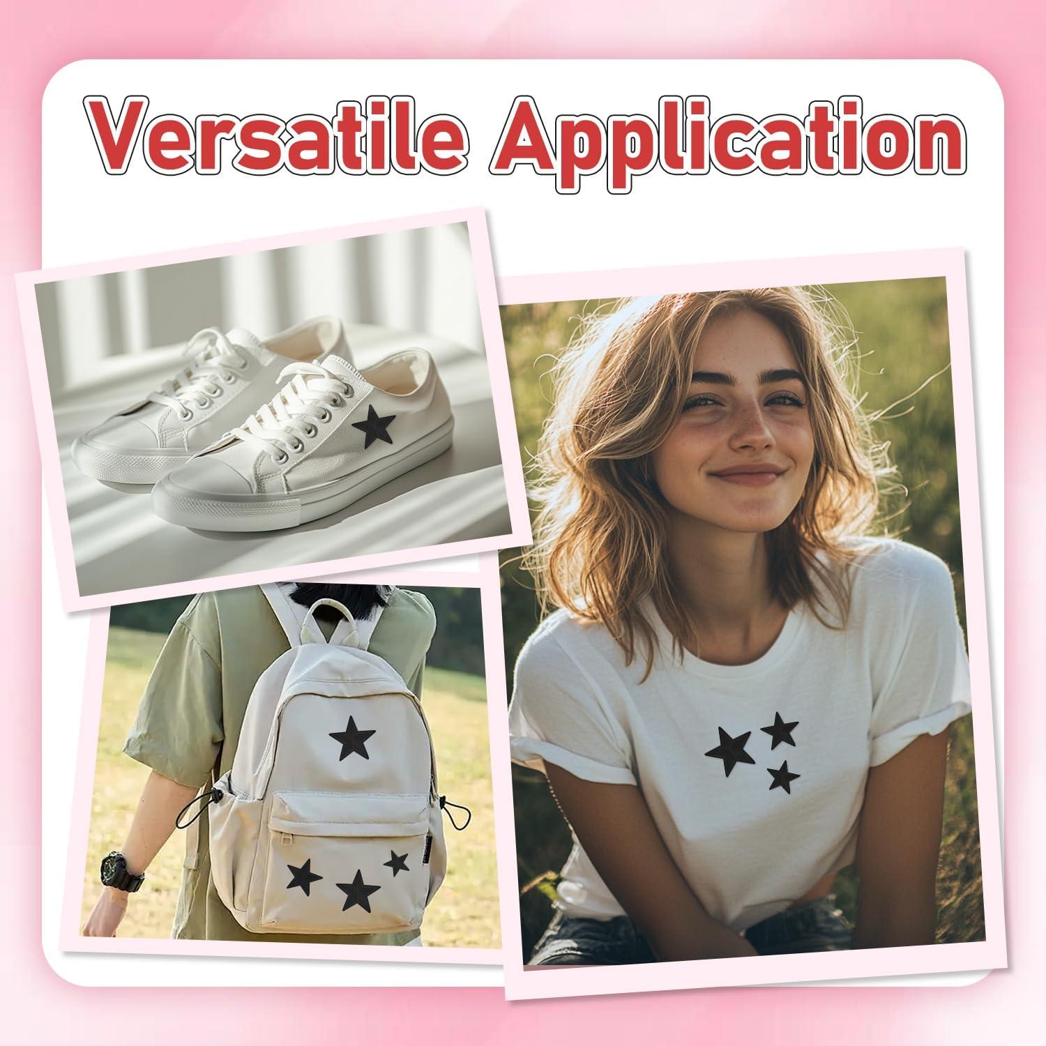 24 Piezas Parches Termoadhesivos Estrella GUYI Negro