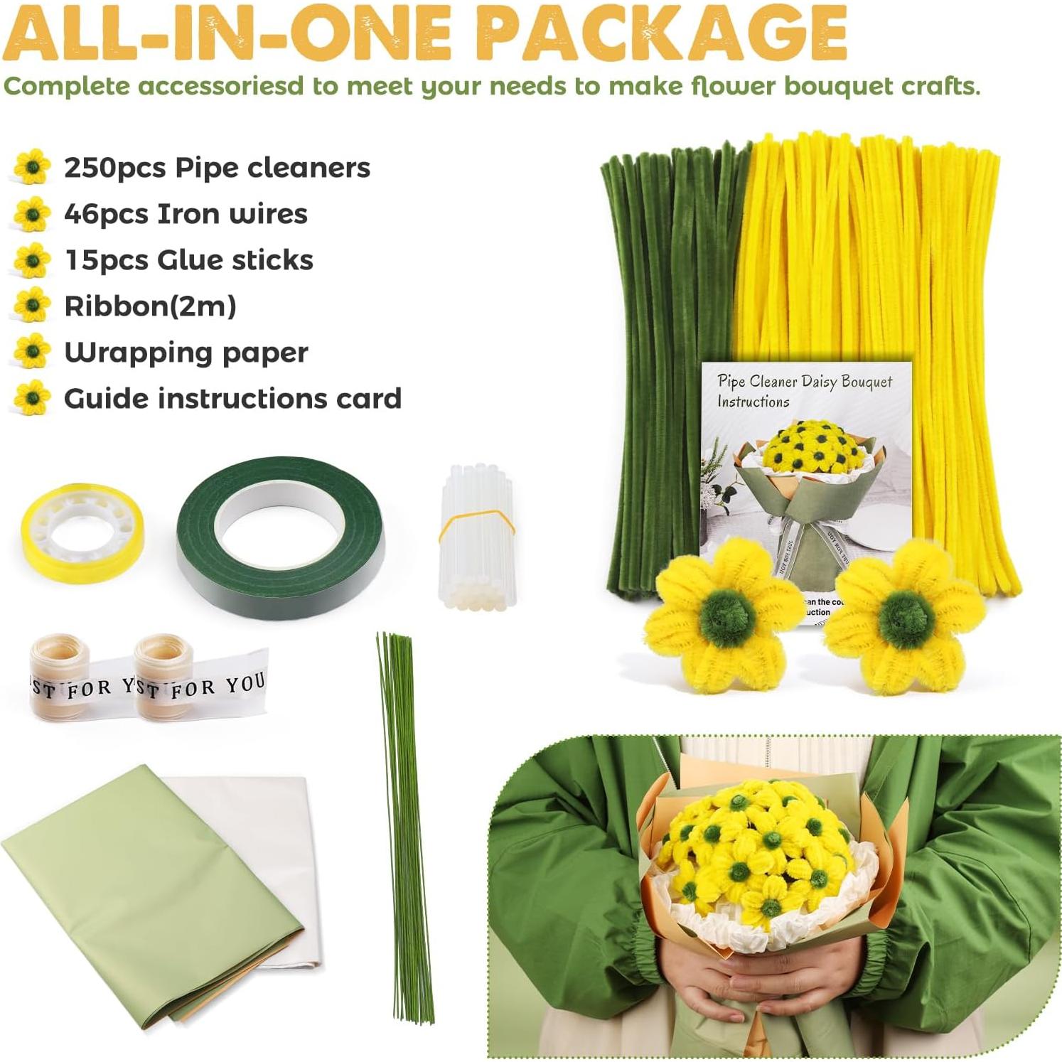 Kit de Artesanía Floral Iuuidu 250PCS Limpiadores de Tubos DIY