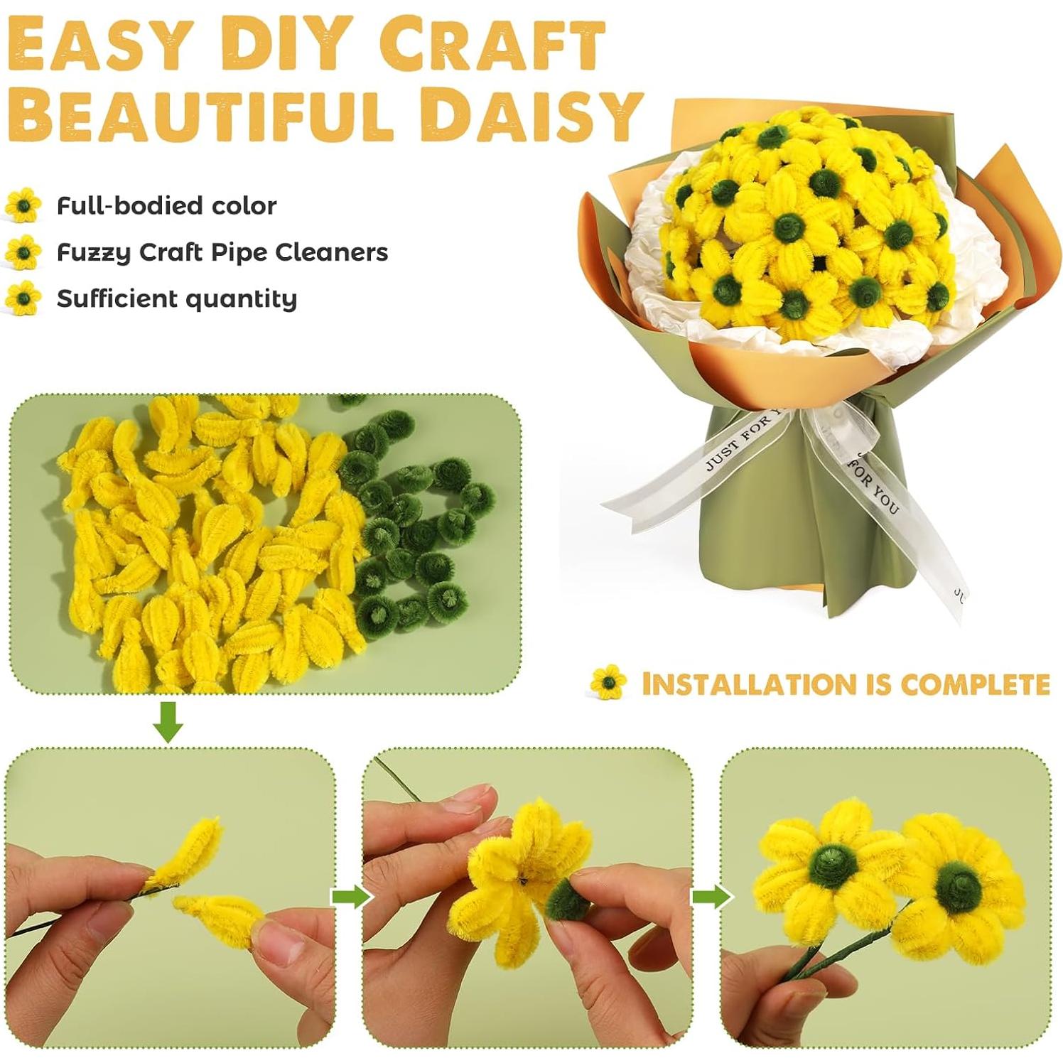 Kit de Artesanía Floral Iuuidu 250PCS Limpiadores de Tubos DIY
