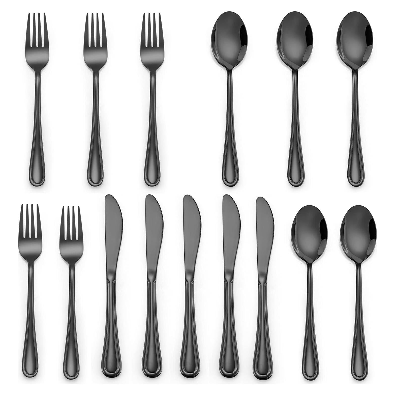 Set de Cubiertos para Niños LIANYU 15 Piezas Acero Inoxidable Negro