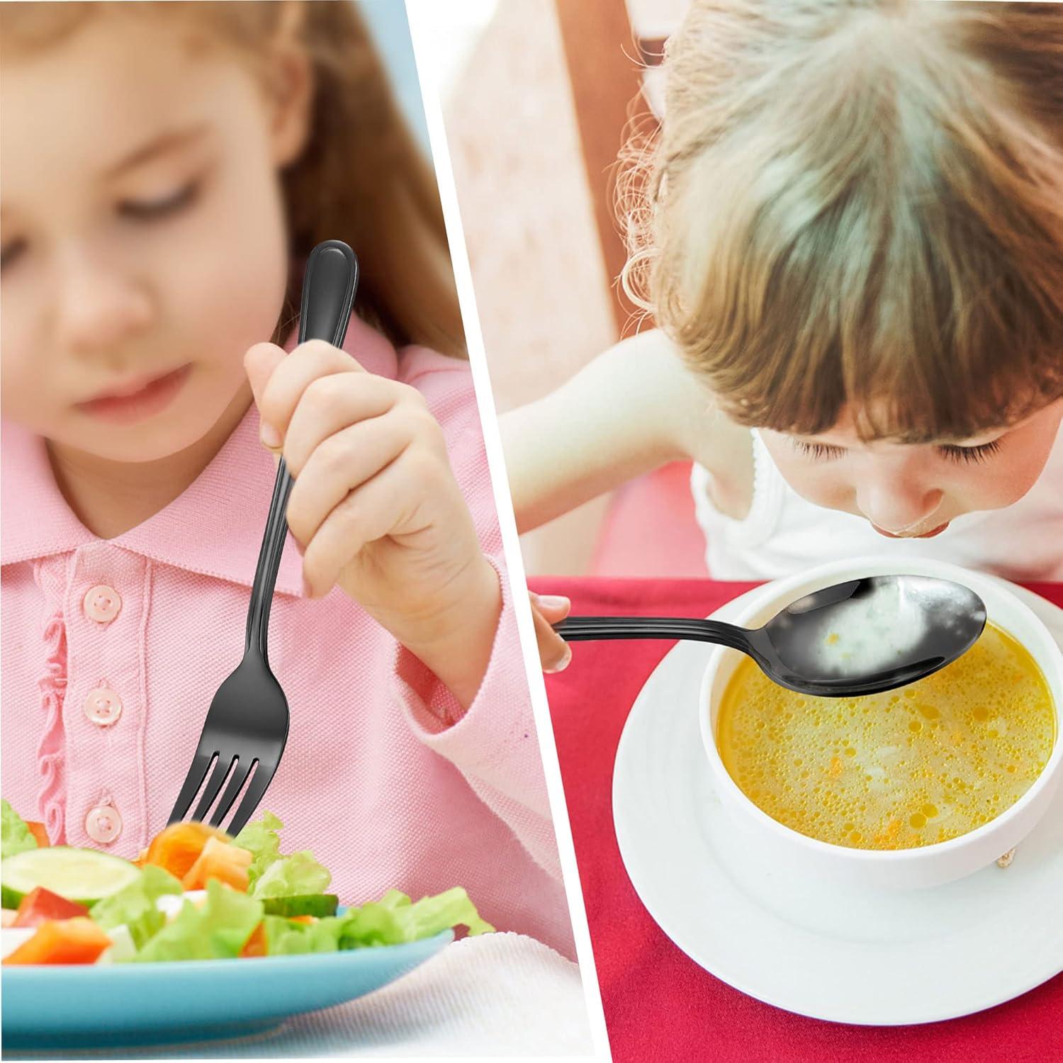 Set de Cubiertos para Niños LIANYU 15 Piezas Acero Inoxidable Negro