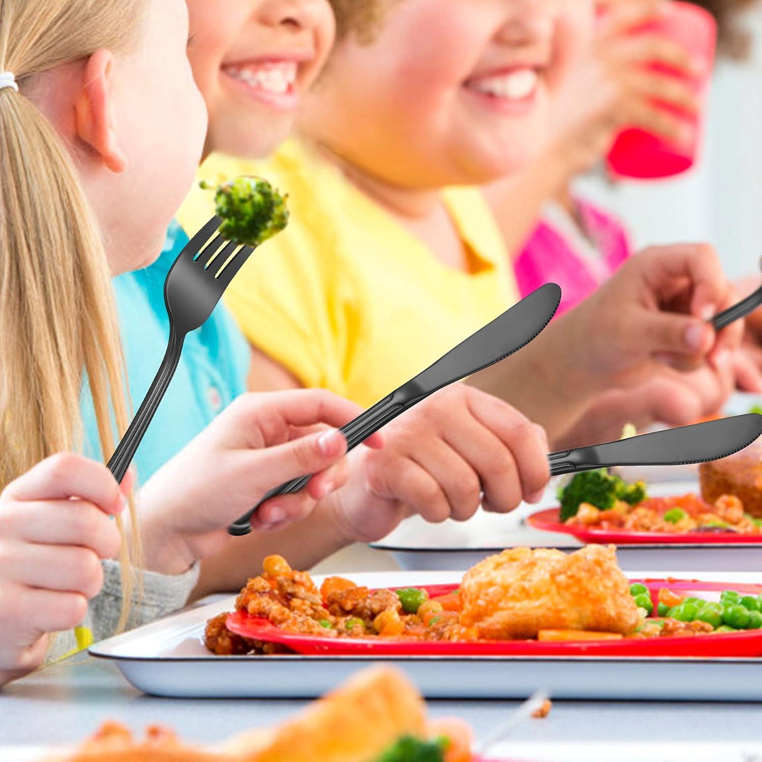 Set de Cubiertos para Niños LIANYU 15 Piezas Acero Inoxidable Negro