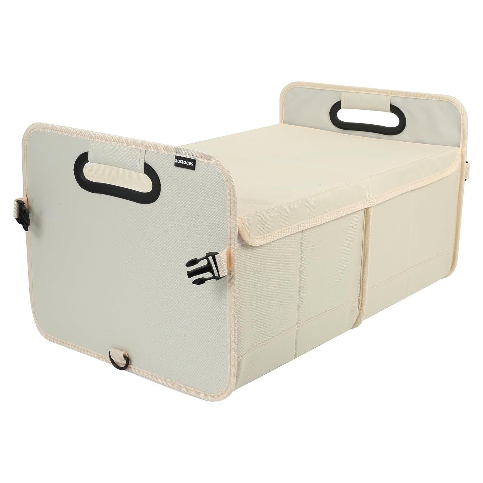 Organizador de Maletero de Coche Austoces Beige Plegable 2 Compartimentos