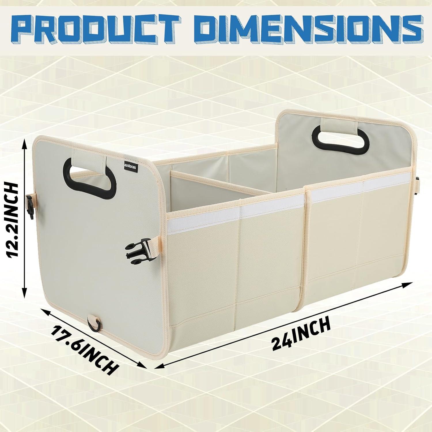 Organizador de Maletero de Coche Austoces Beige Plegable 2 Compartimentos