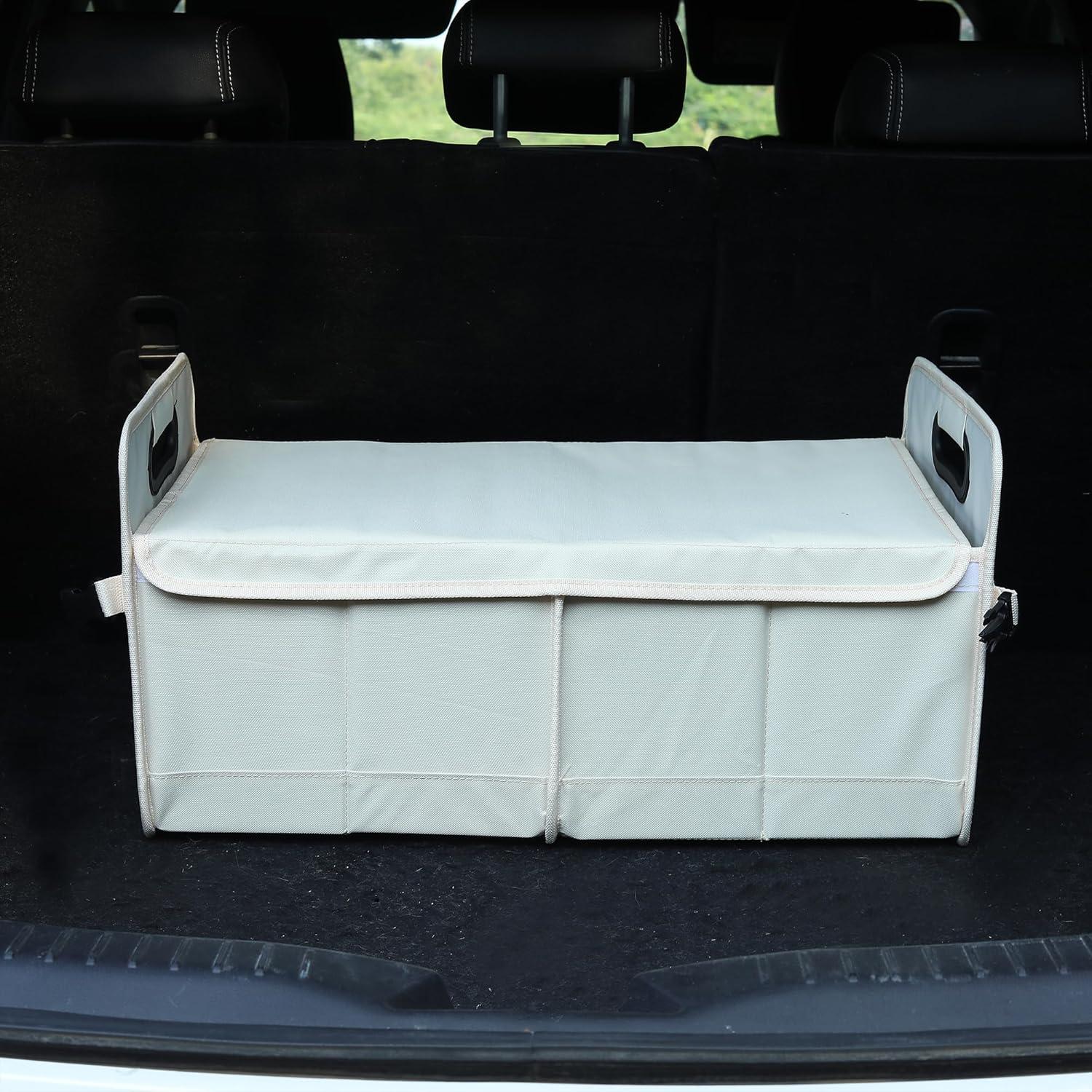 Organizador de Maletero de Coche Austoces Beige Plegable 2 Compartimentos