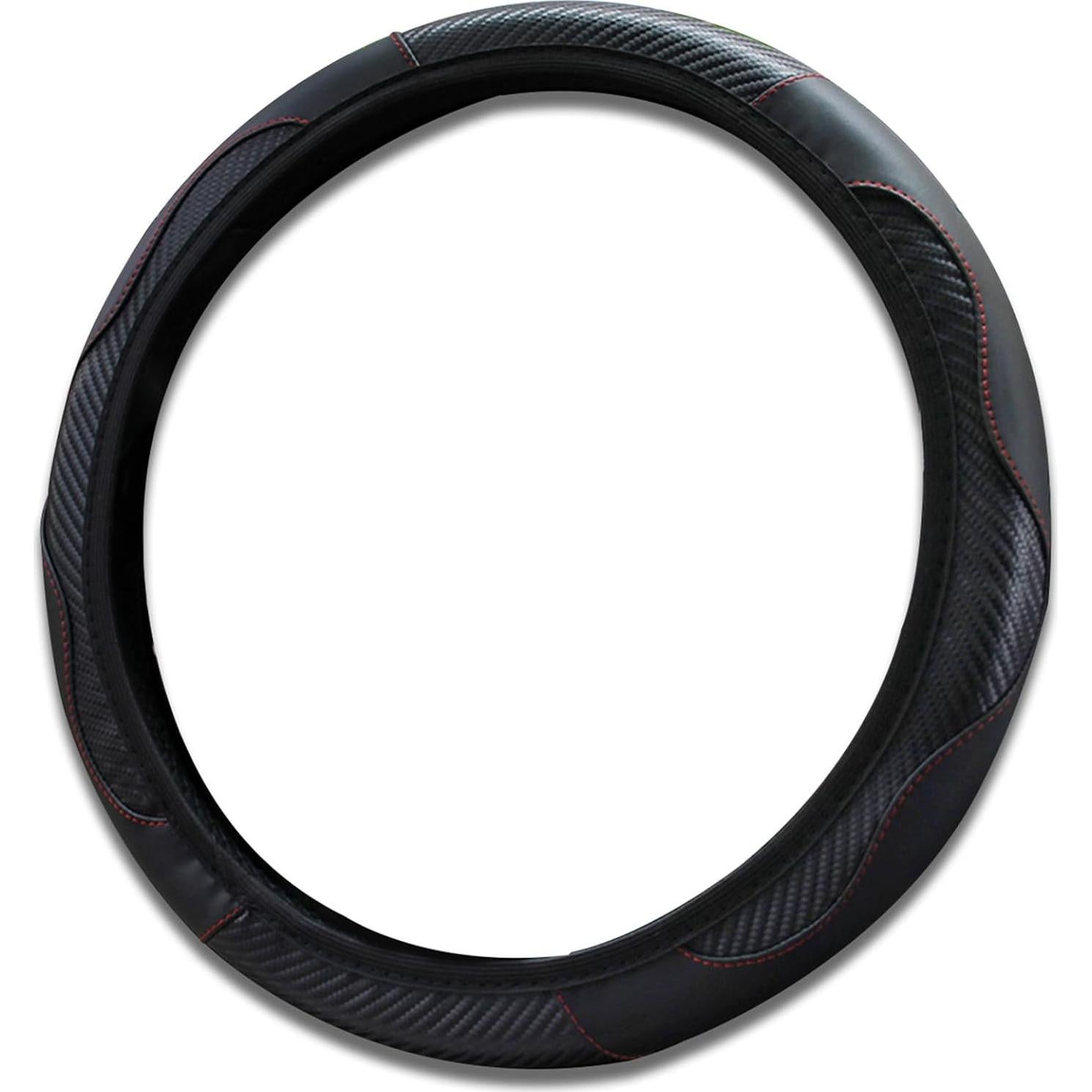 Cubierta de Volante Piburth 37-38cm Cuero Fibra Carbono Negro