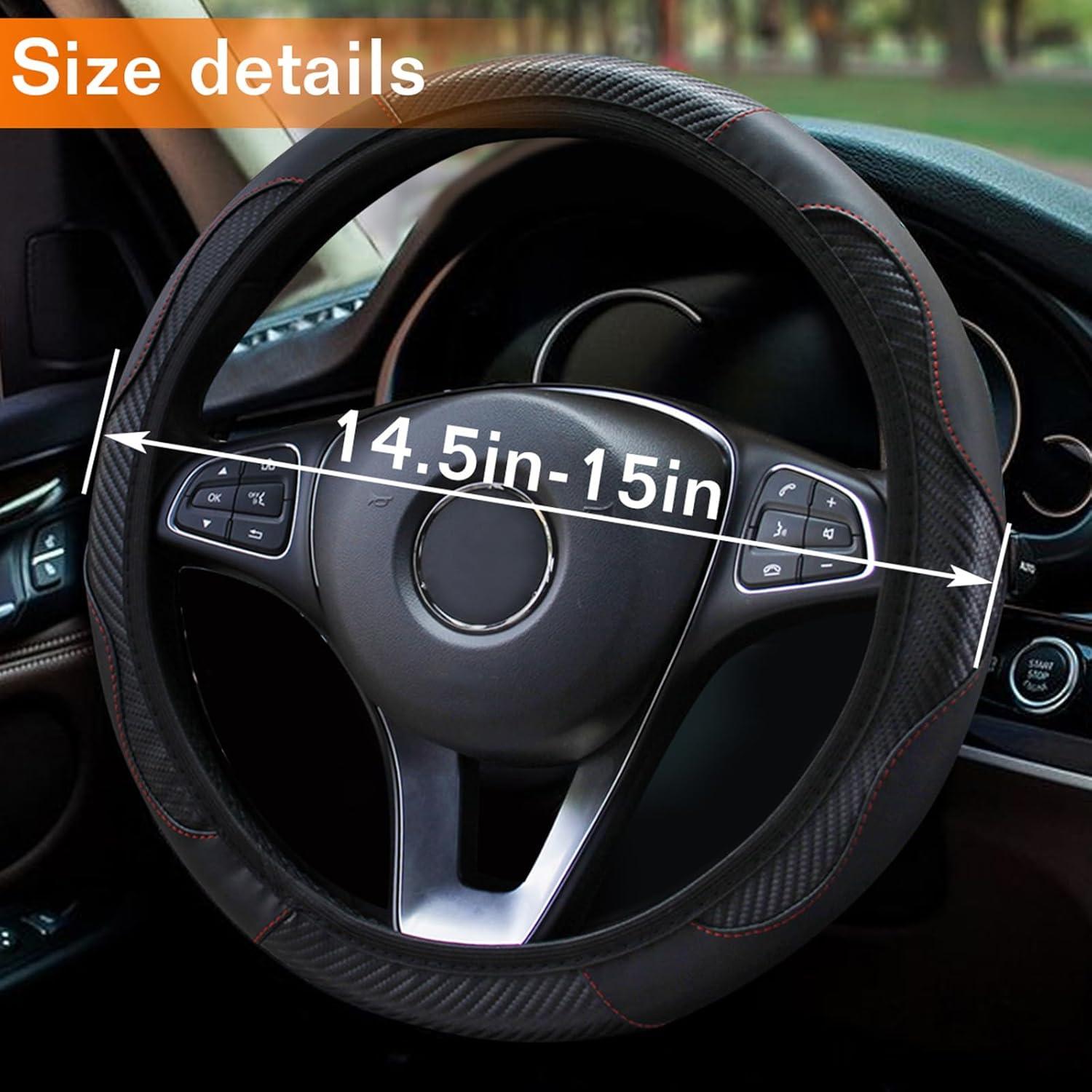 Cubierta de Volante Piburth 37-38cm Cuero Fibra Carbono Negro