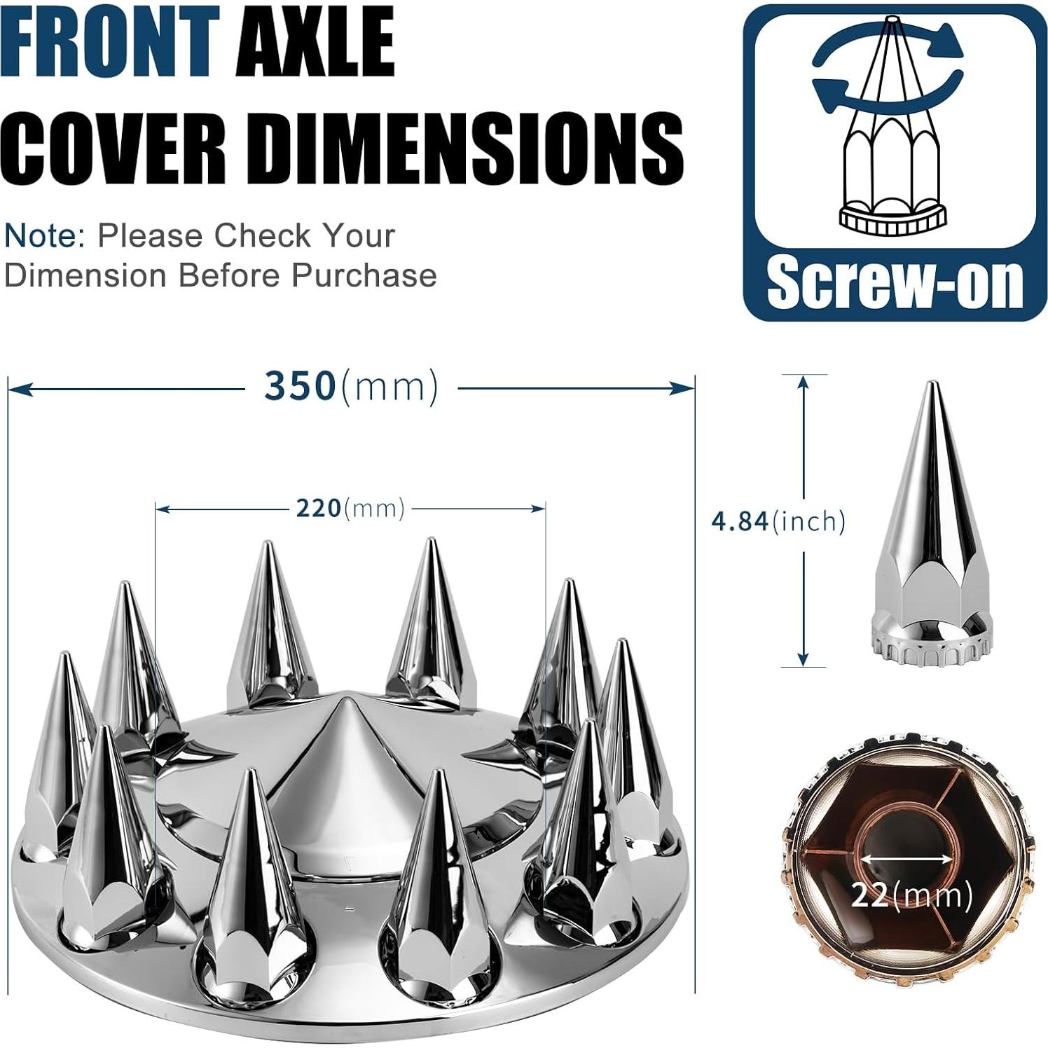 Cubiertas de Rueda de Eje Wehymne 22.5" Cromo para Camiones Semi
