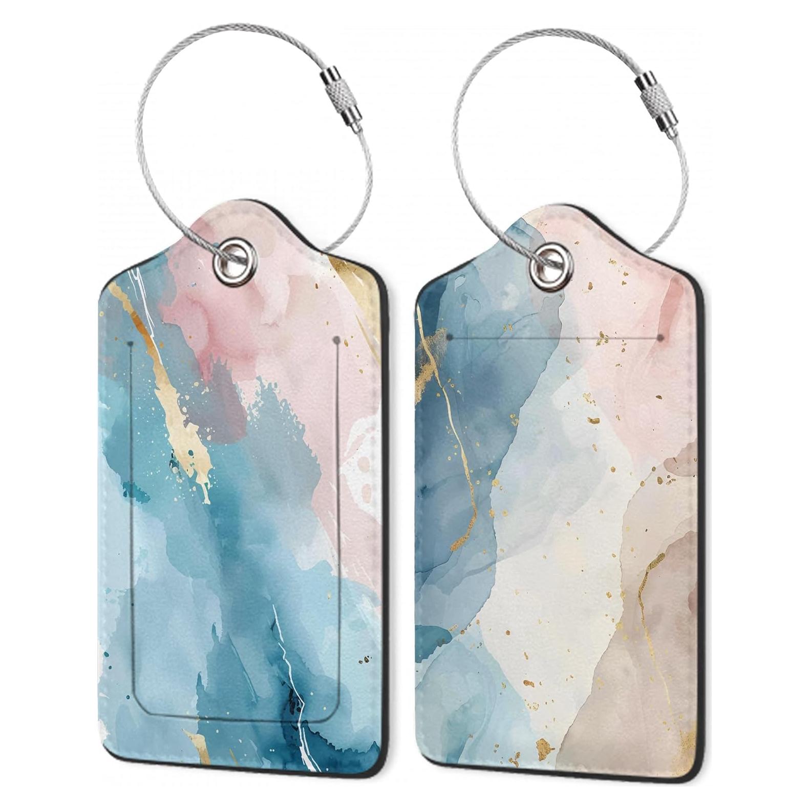 Etiquetas de Equipaje QOSEIEN de Cuero PU - Set de 2 con Privacidad