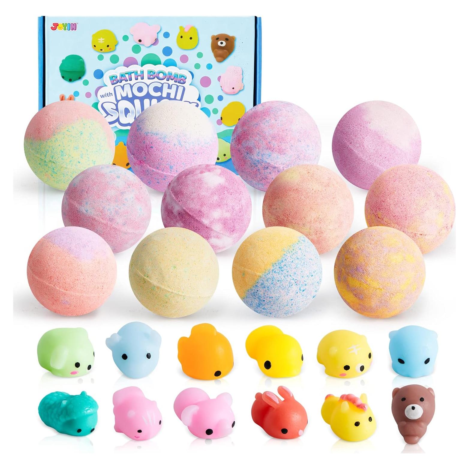 Bombas de Baño Espumosas JOYIN con Juguete Mochi - 12 Unidades