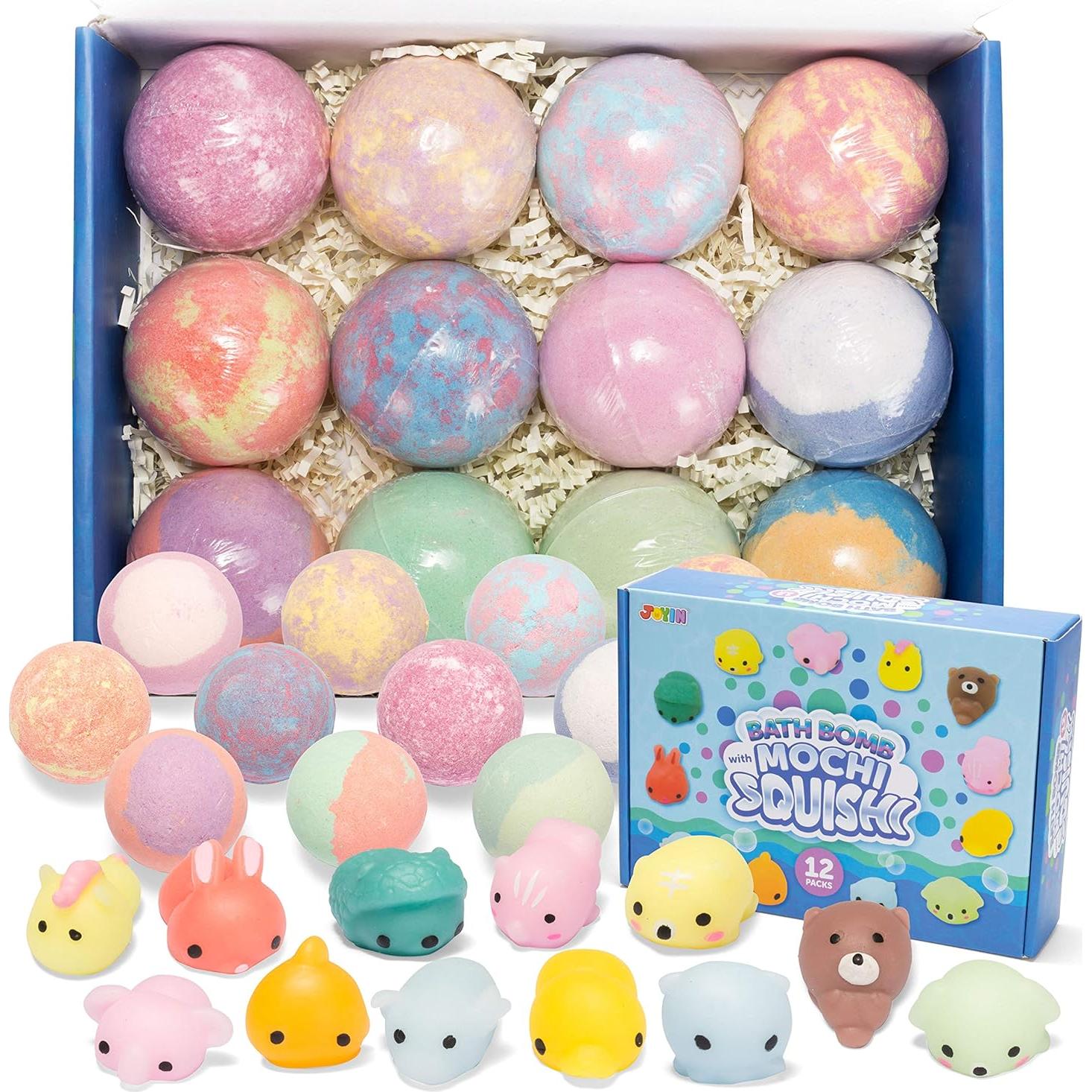 Bombas de Baño Espumosas JOYIN con Juguete Mochi - 12 Unidades