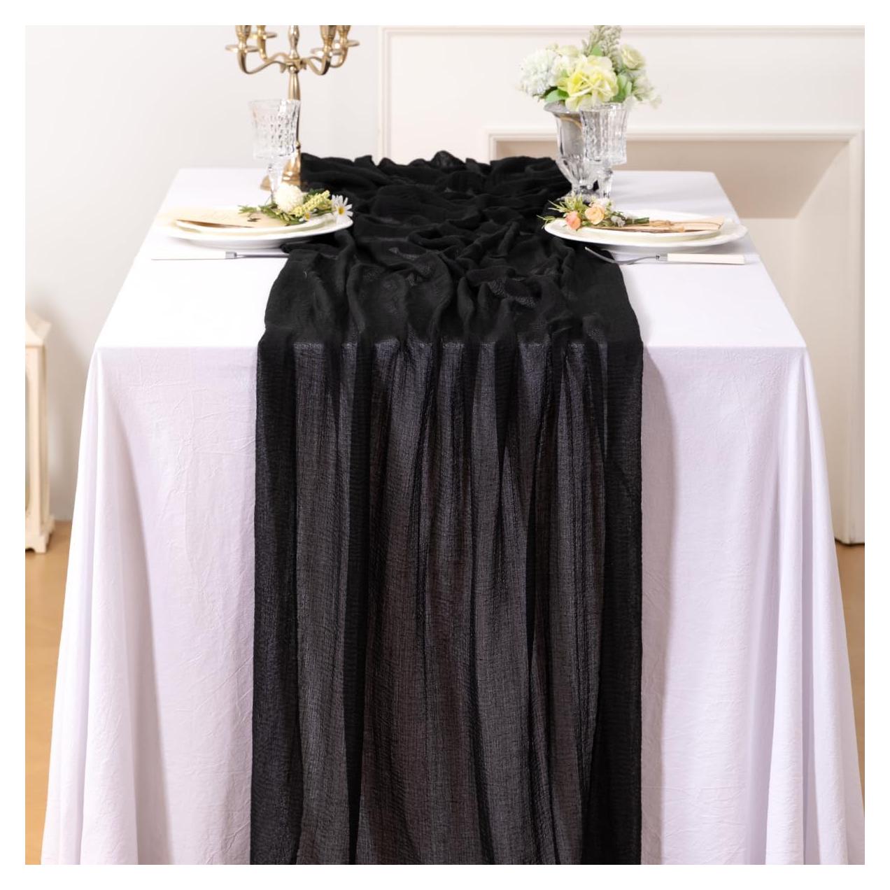 Caminito de Mesa de Gasa Negra Jimtx 120 cm para Bodas y Fiestas