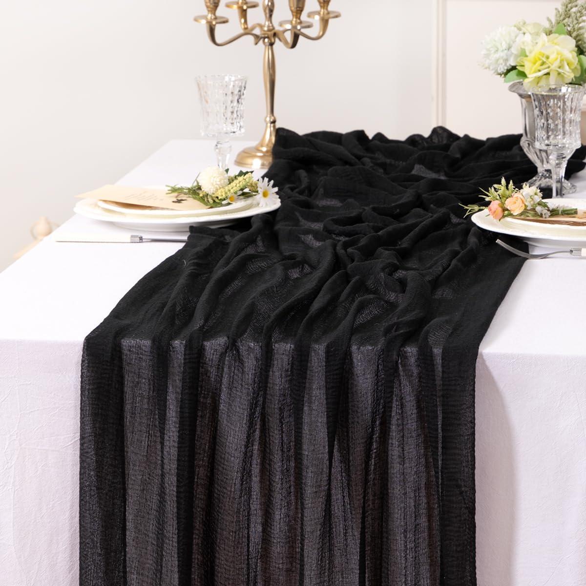 Caminito de Mesa de Gasa Negra Jimtx 120 cm para Bodas y Fiestas