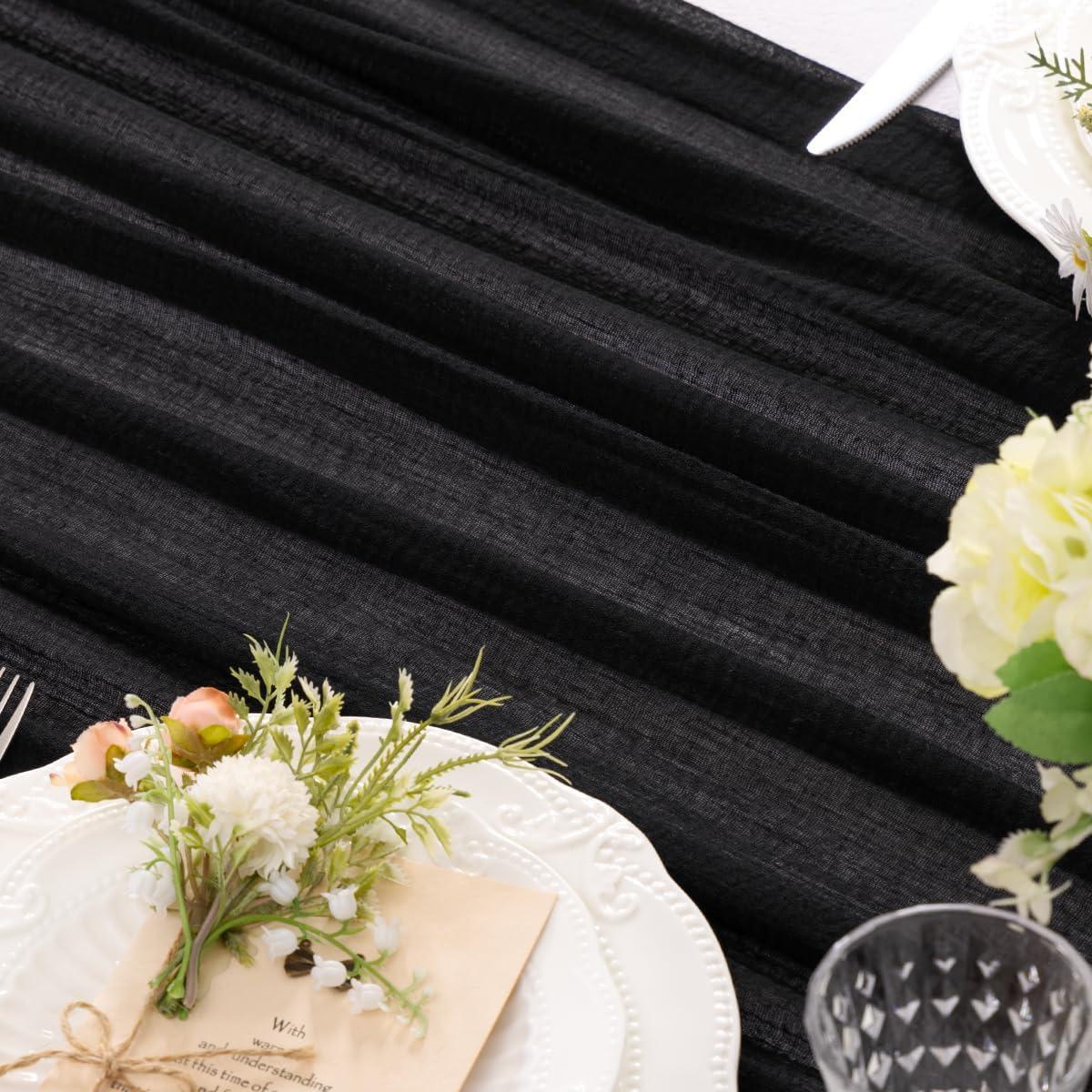 Caminito de Mesa de Gasa Negra Jimtx 120 cm para Bodas y Fiestas