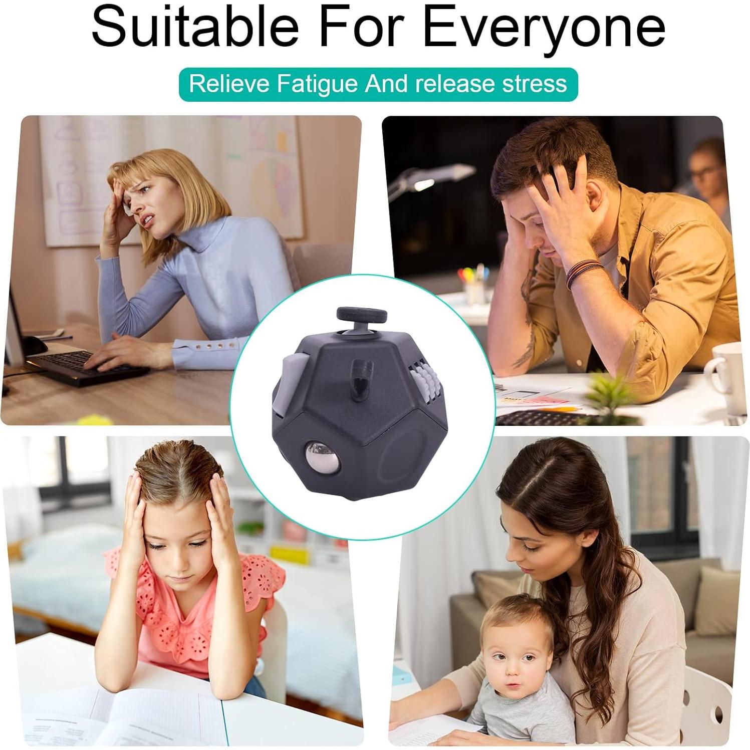 Cubo Antiestrés UOOEFUN 12 Caras Alivio Ansiedad Negro