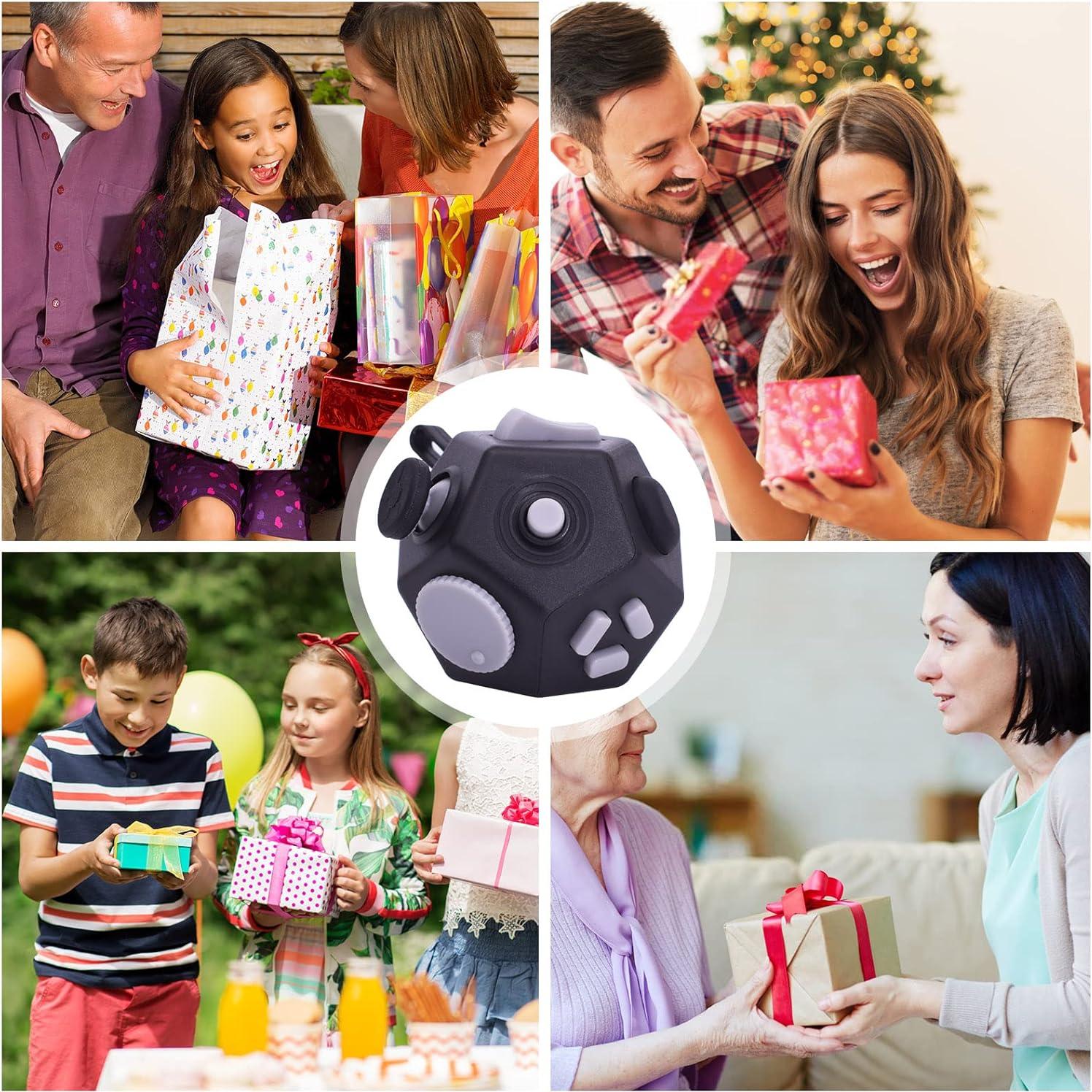 Cubo Antiestrés UOOEFUN 12 Caras Alivio Ansiedad Negro