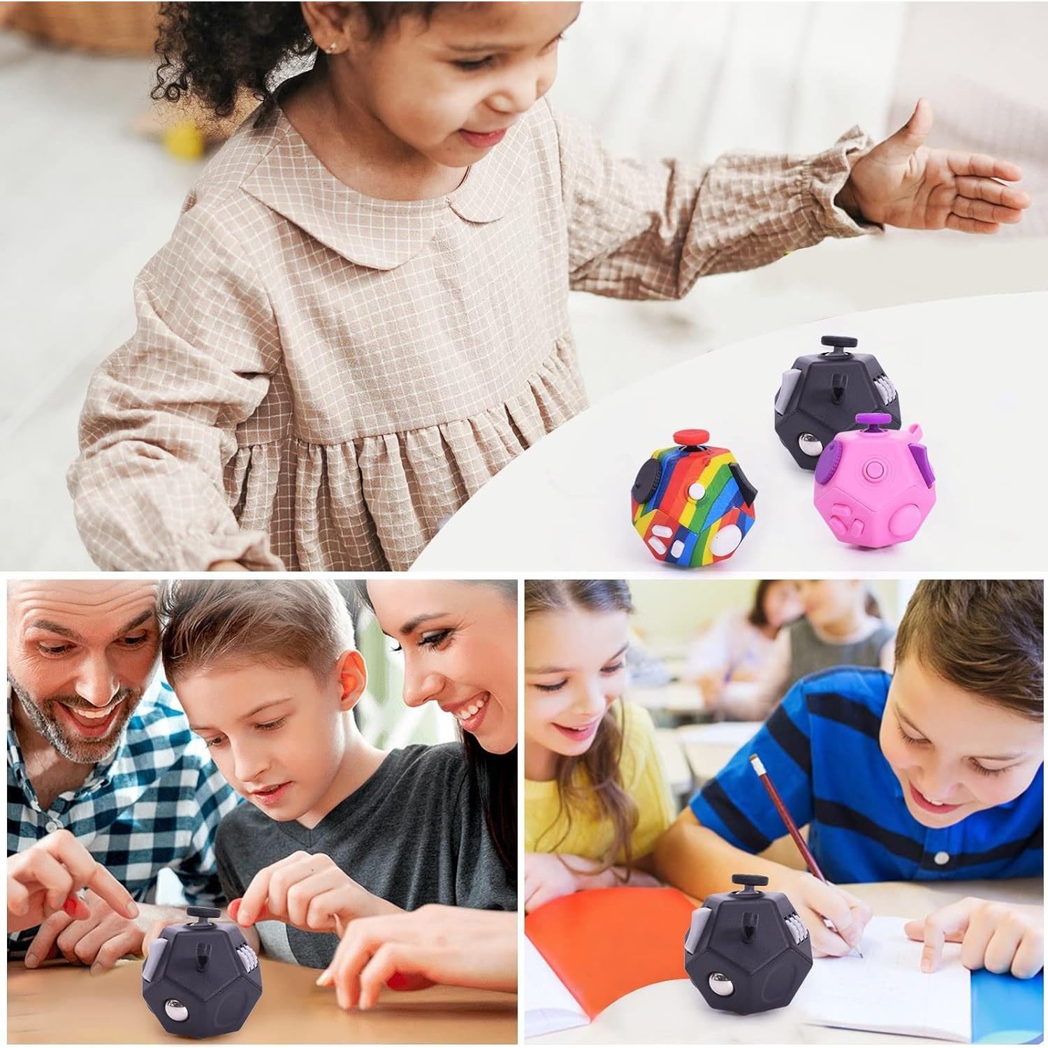 Cubo Antiestrés UOOEFUN 12 Caras Alivio Ansiedad Negro