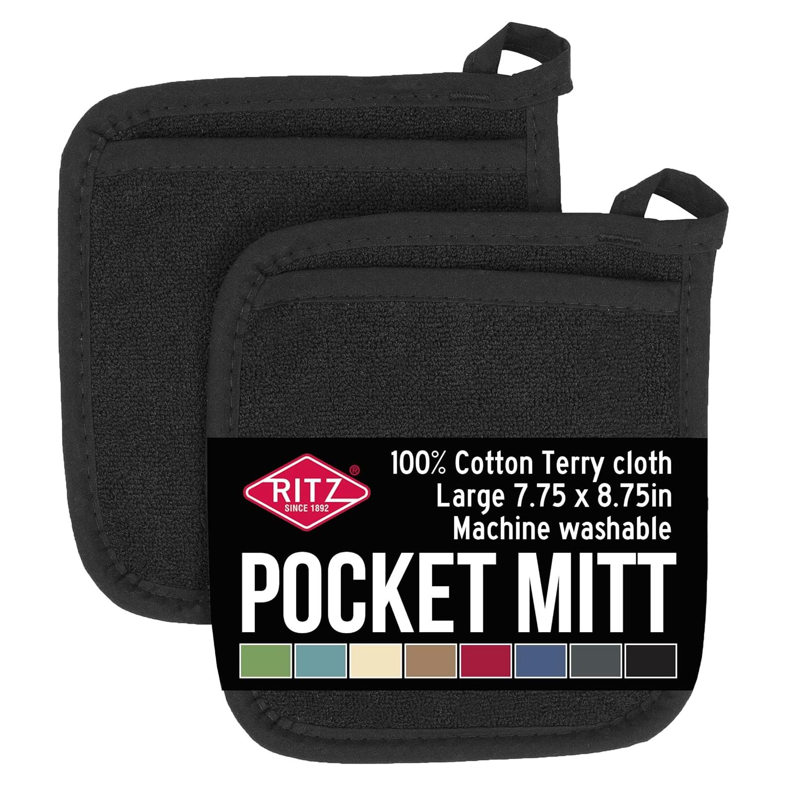 Mitones de Cocina RITZ 100% Algodón Negro 2 Piezas