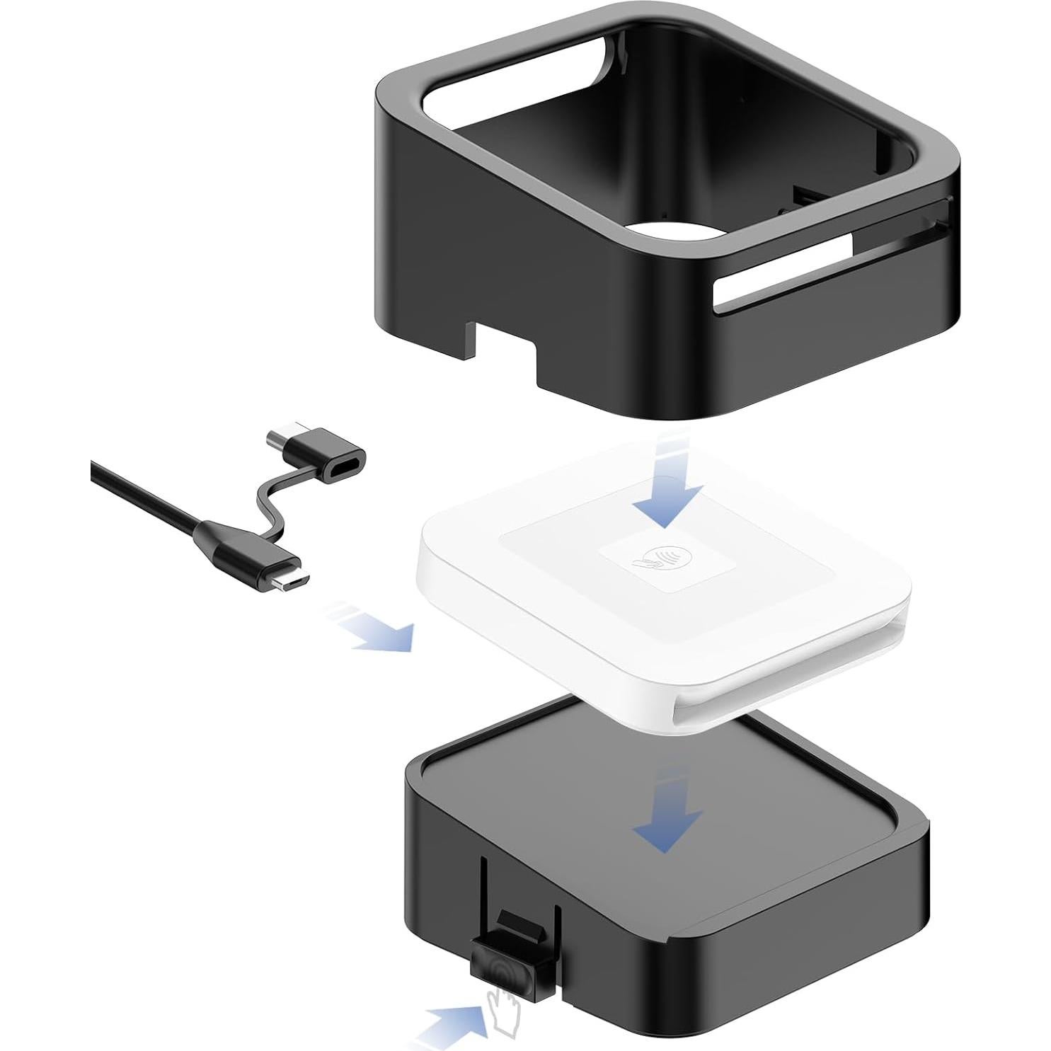 Base para Square Reader 1ra y 2da ROUNKIN, Negro, Compacta