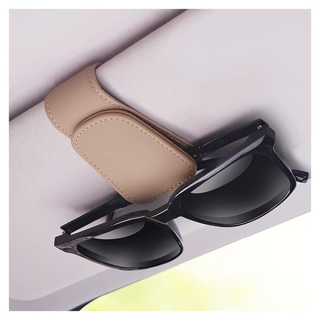 Soporte de Gafas de Sol SAMGCHI para Visera de Coche Beige