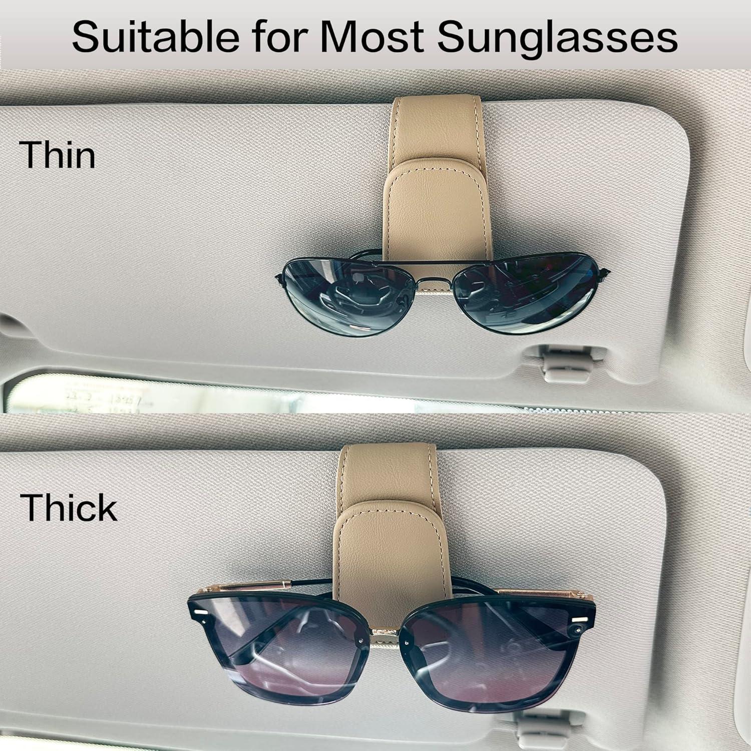 Soporte de Gafas de Sol SAMGCHI para Visera de Coche Beige