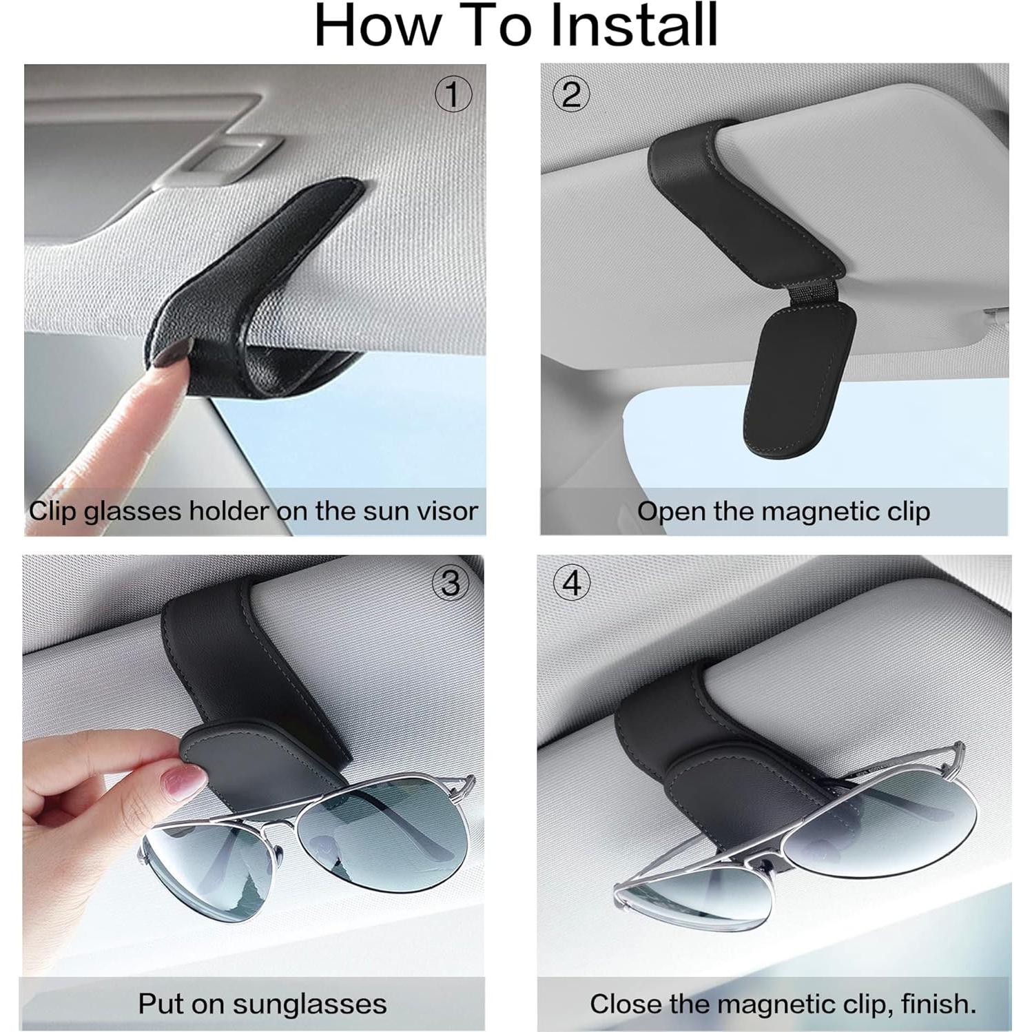 Soporte de Gafas de Sol SAMGCHI para Visera de Coche Beige