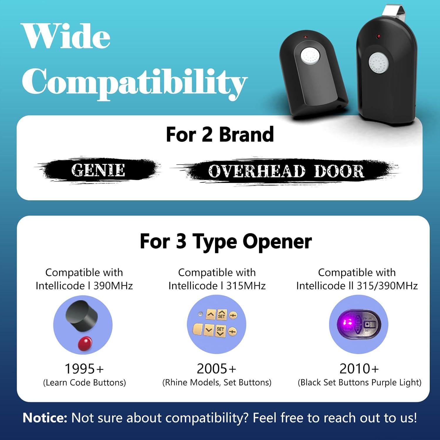 Control Remoto Ezyopenteck ACSCTG Tipo 1 para Genie Intellicode