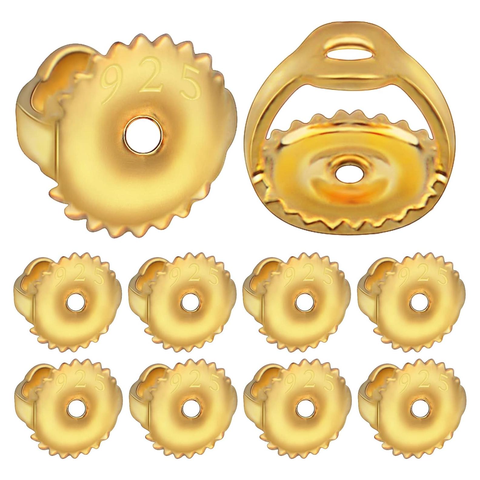 12 Respaldo de Aretes Tornillo Hipoalergénico Hmjpng Dorado 18K