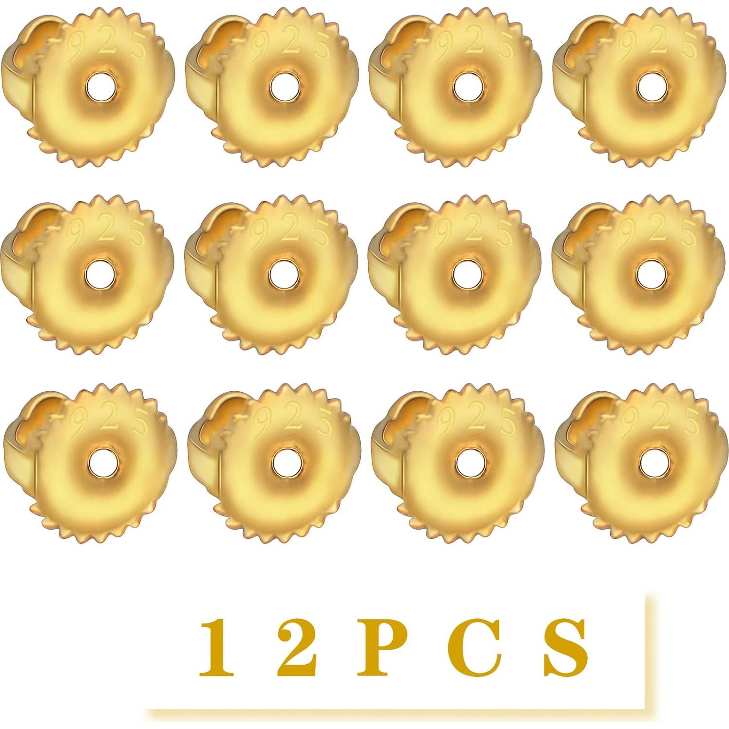 12 Respaldo de Aretes Tornillo Hipoalergénico Hmjpng Dorado 18K